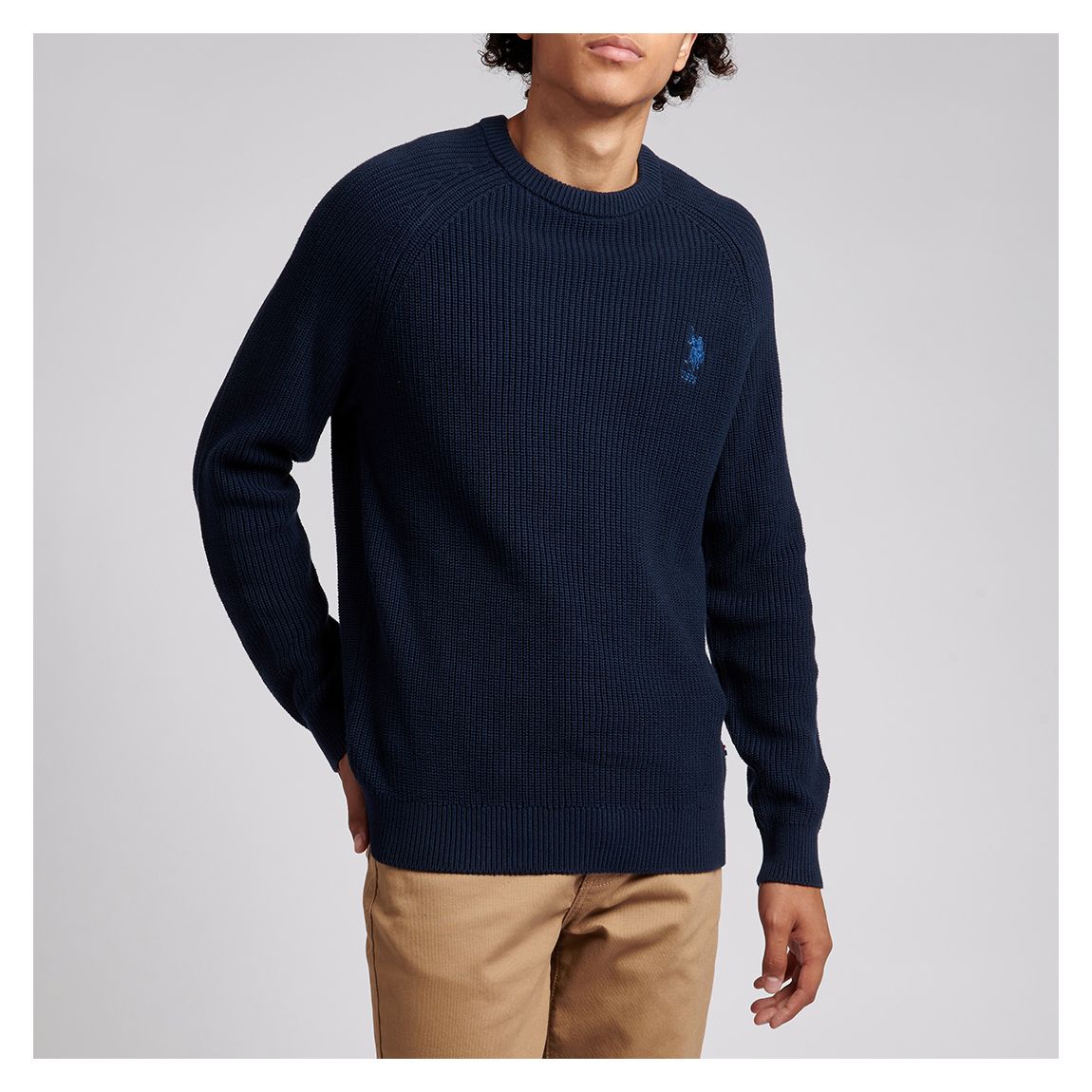Navy Raglan Cotton Knit Jumper main product photo