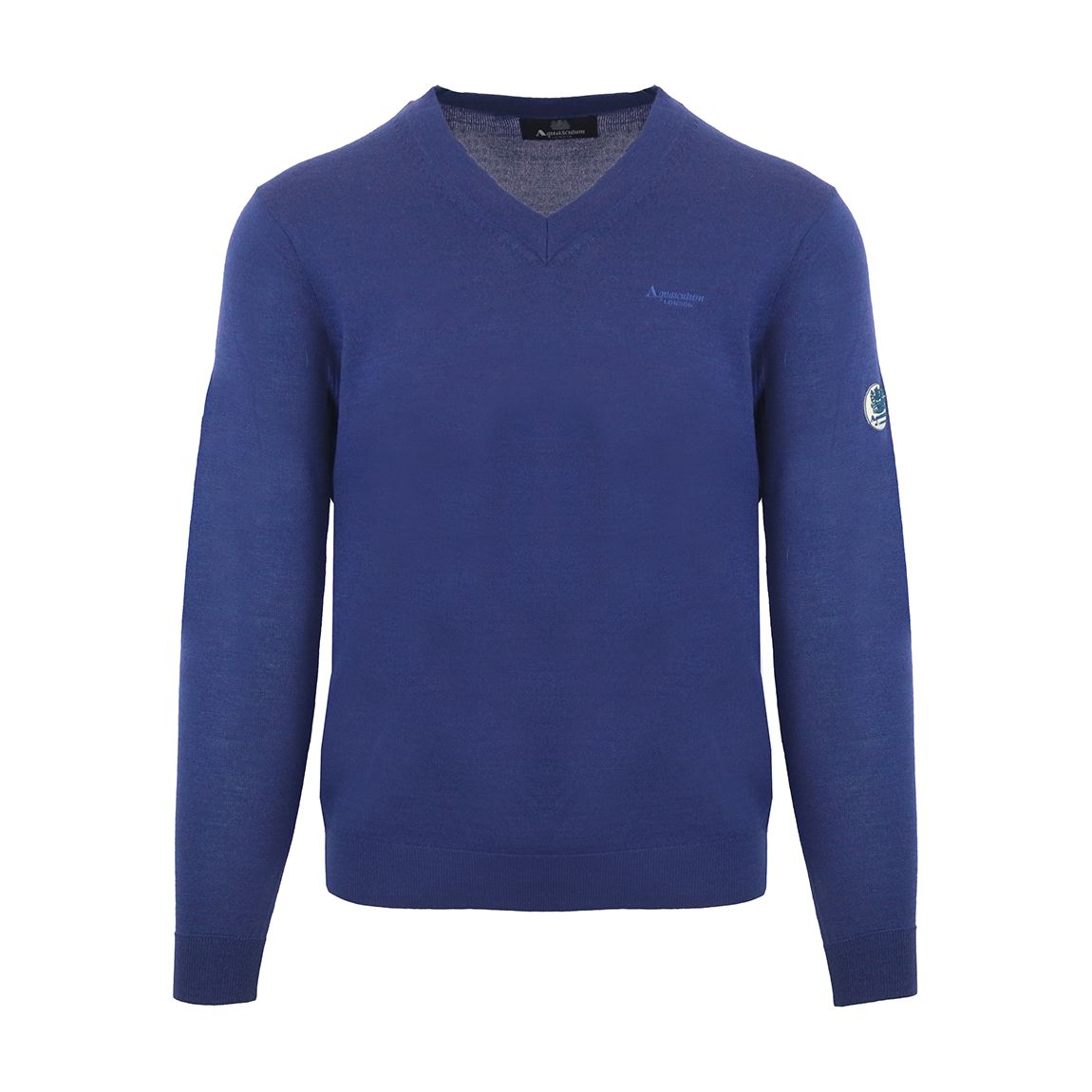 Blue V-Neck Wool Blend Jumper main product photo
