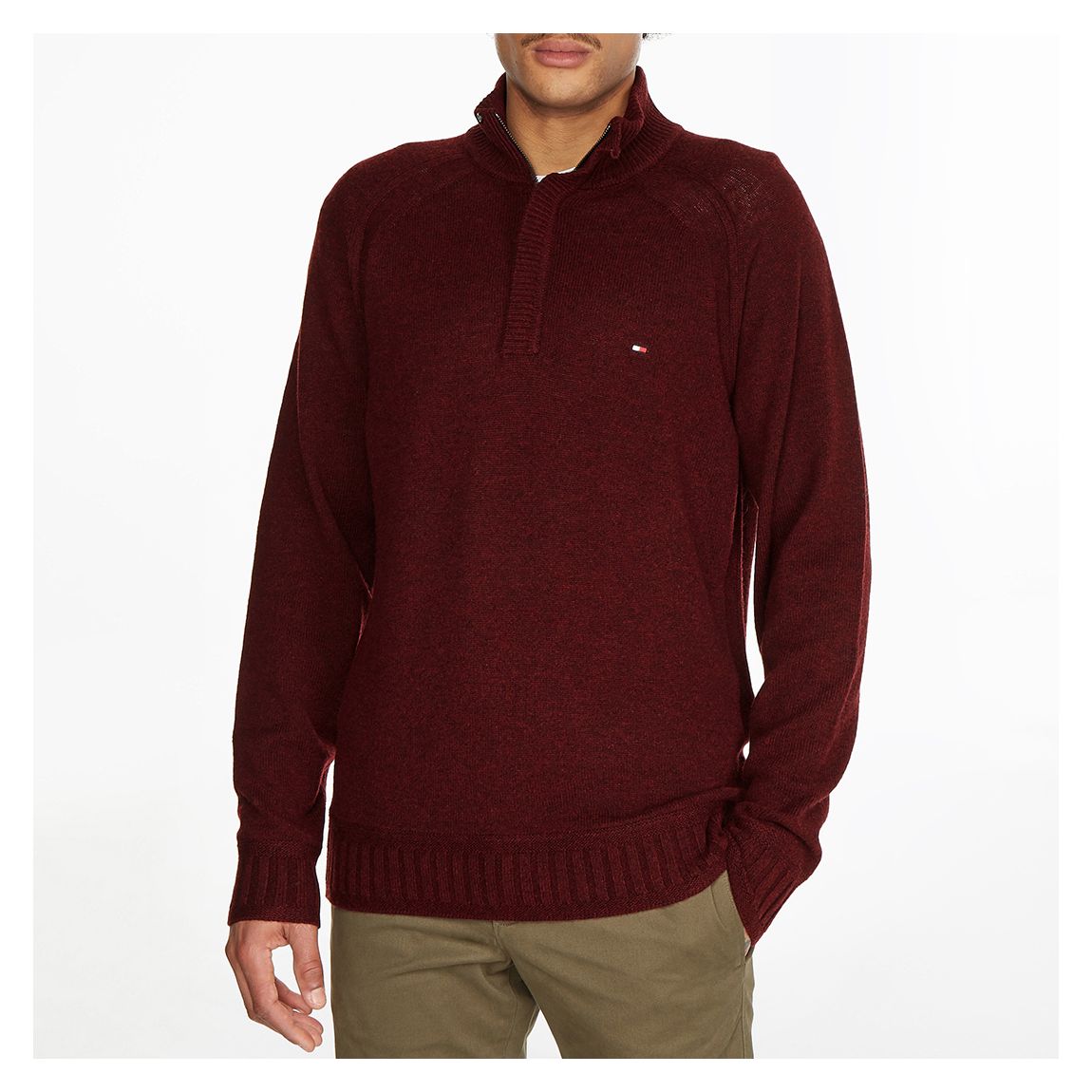 Deep Red Wool Half Zip Jumper main product photo