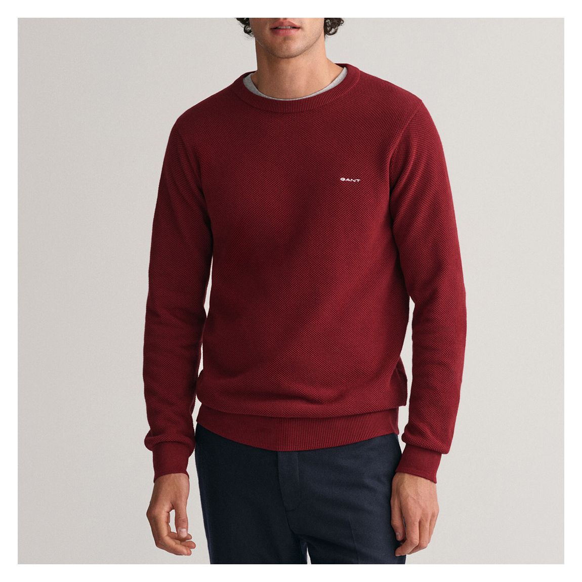 Burgundy Pique Cotton Jumper main product photo