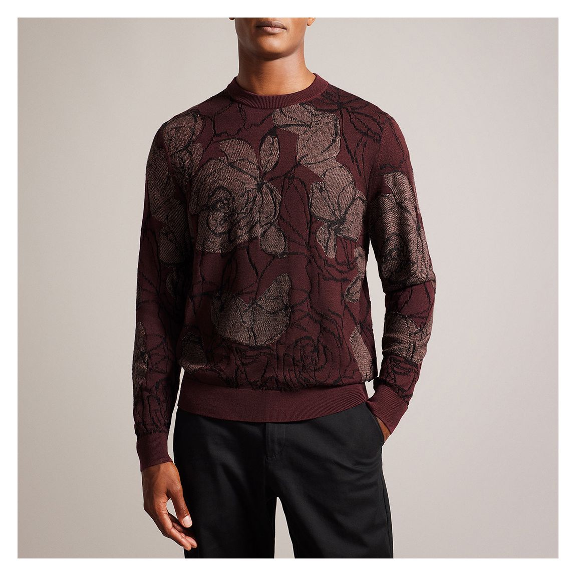 Maroon Textured Wool Blend Jumper main product photo