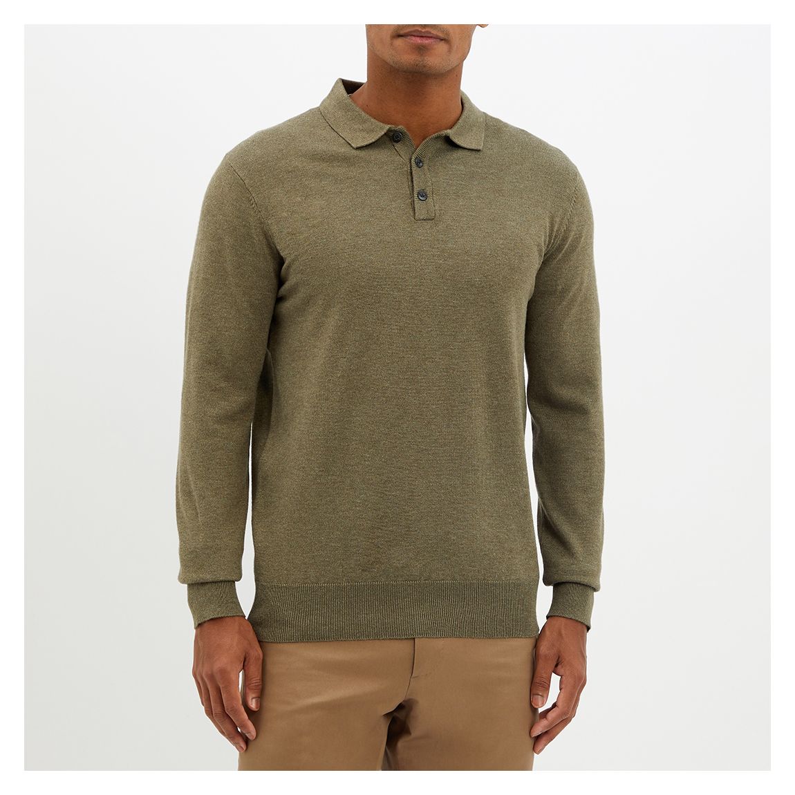 Sage Fine Knit Polo Jumper main product photo