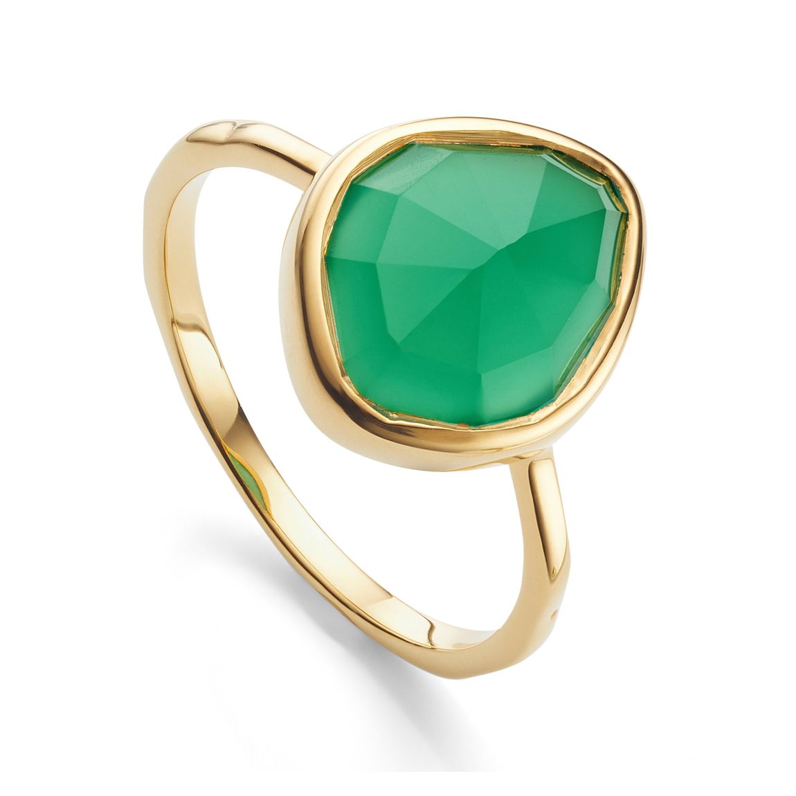Gold Vermeil Siren Small Nugget Stacking Ring - Green Onyx main product photo