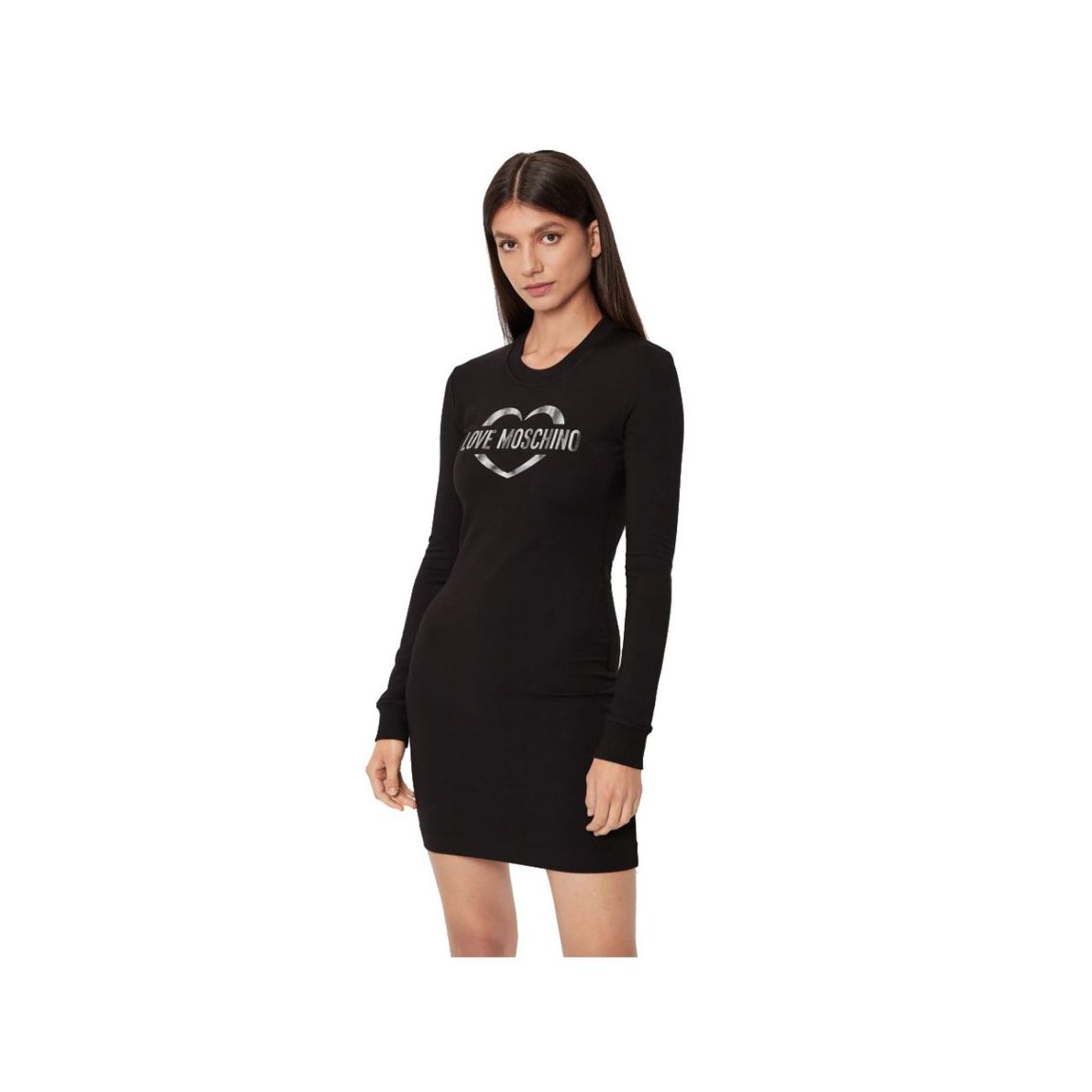 Heart Logo Mini Dress Long Sleeves Wo - Black Dresses main product photo
