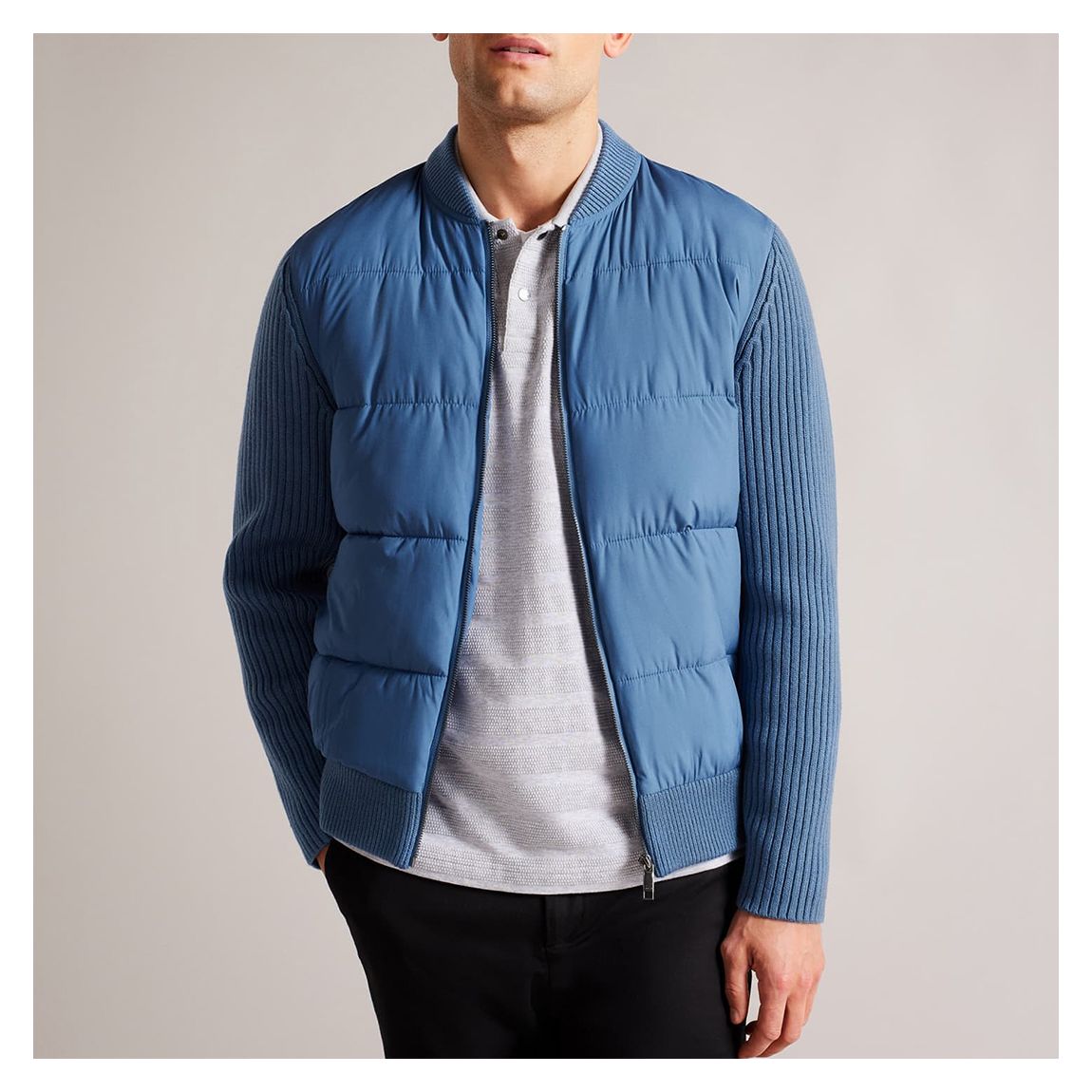 Blue Regular Wadded Zip Through Jacket main product photo