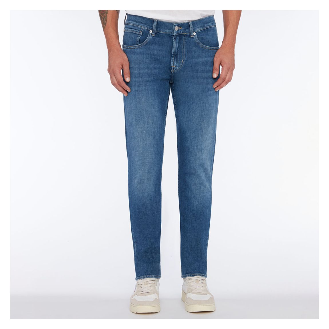 Mid Blue Wash Slimmy Tapered Stretch Jeans main product photo