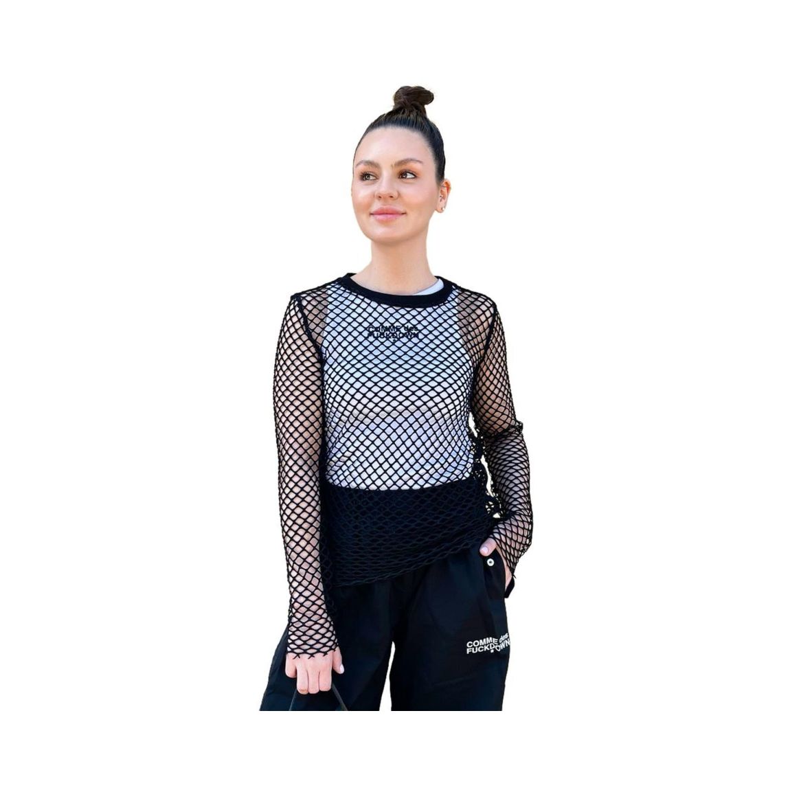 Fishnet Long Sleeve Top Black Wo T-Shirts main product photo