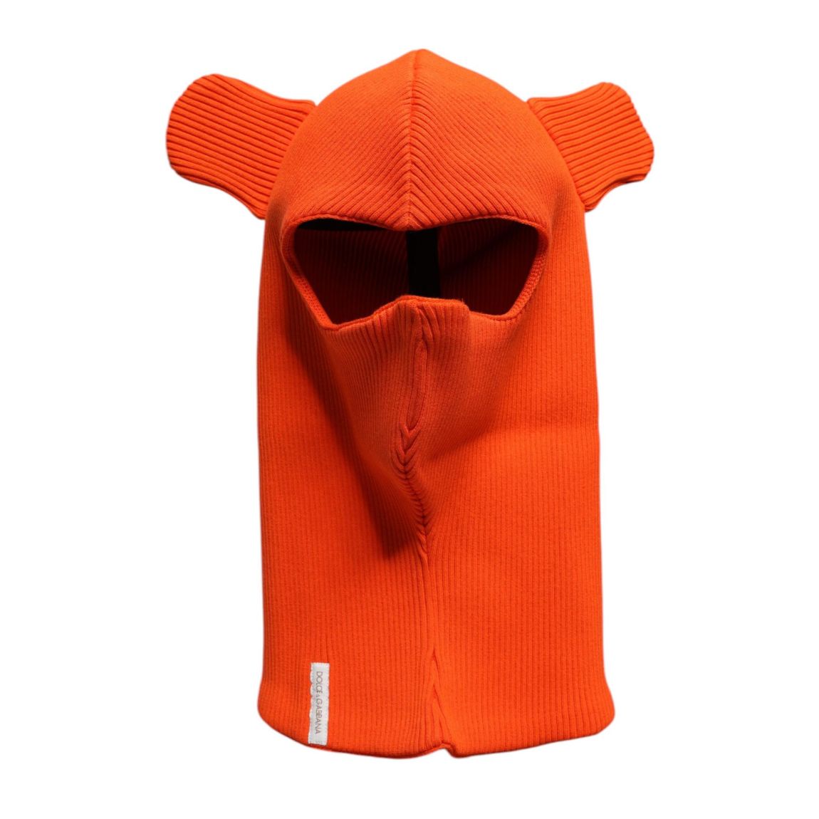 Ribbed Knit Balaclava with Ear Flaps - Orange Hats main product photo