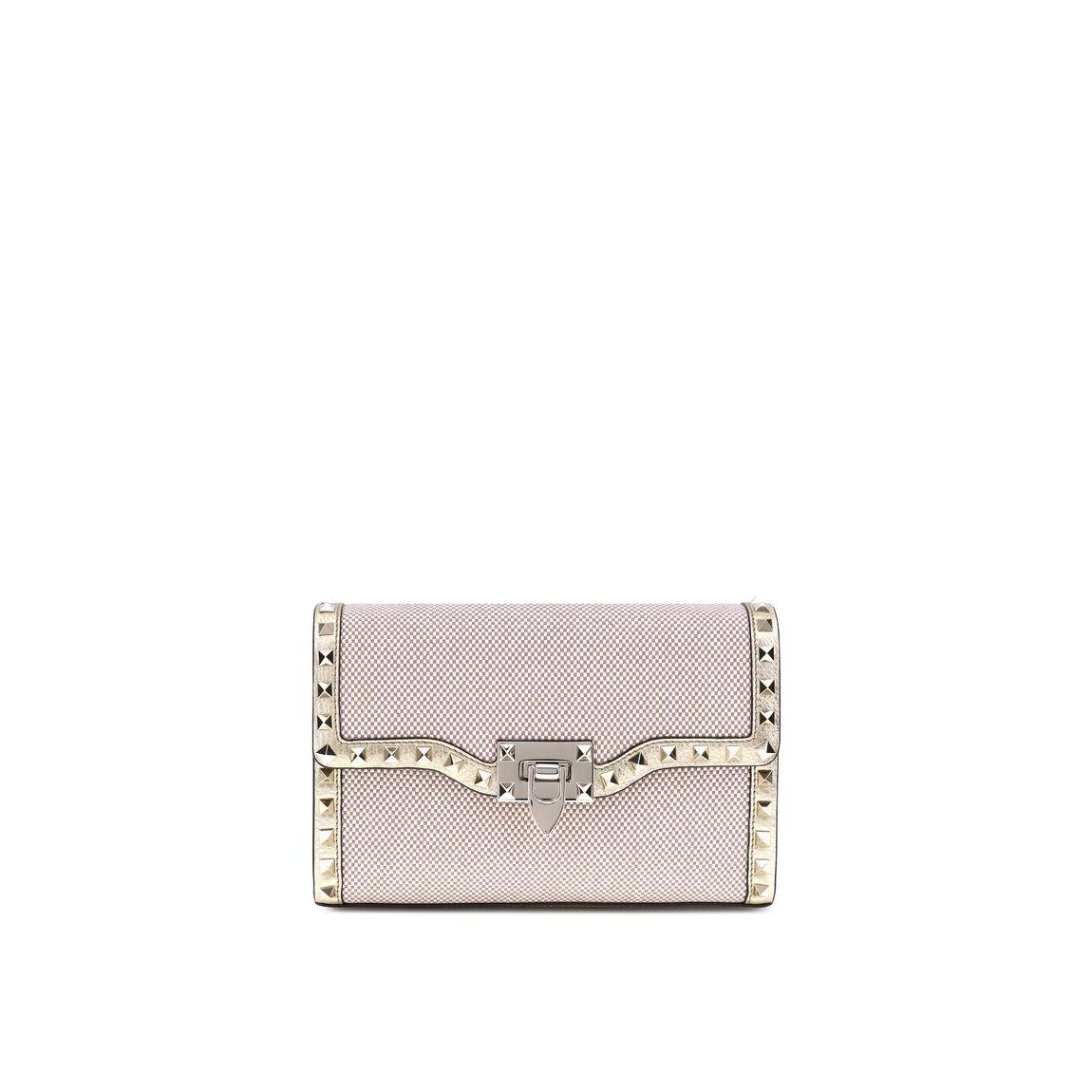 Small Canvas Rockstud Shoulder Bag with Metallic Leather Trim and main product photo