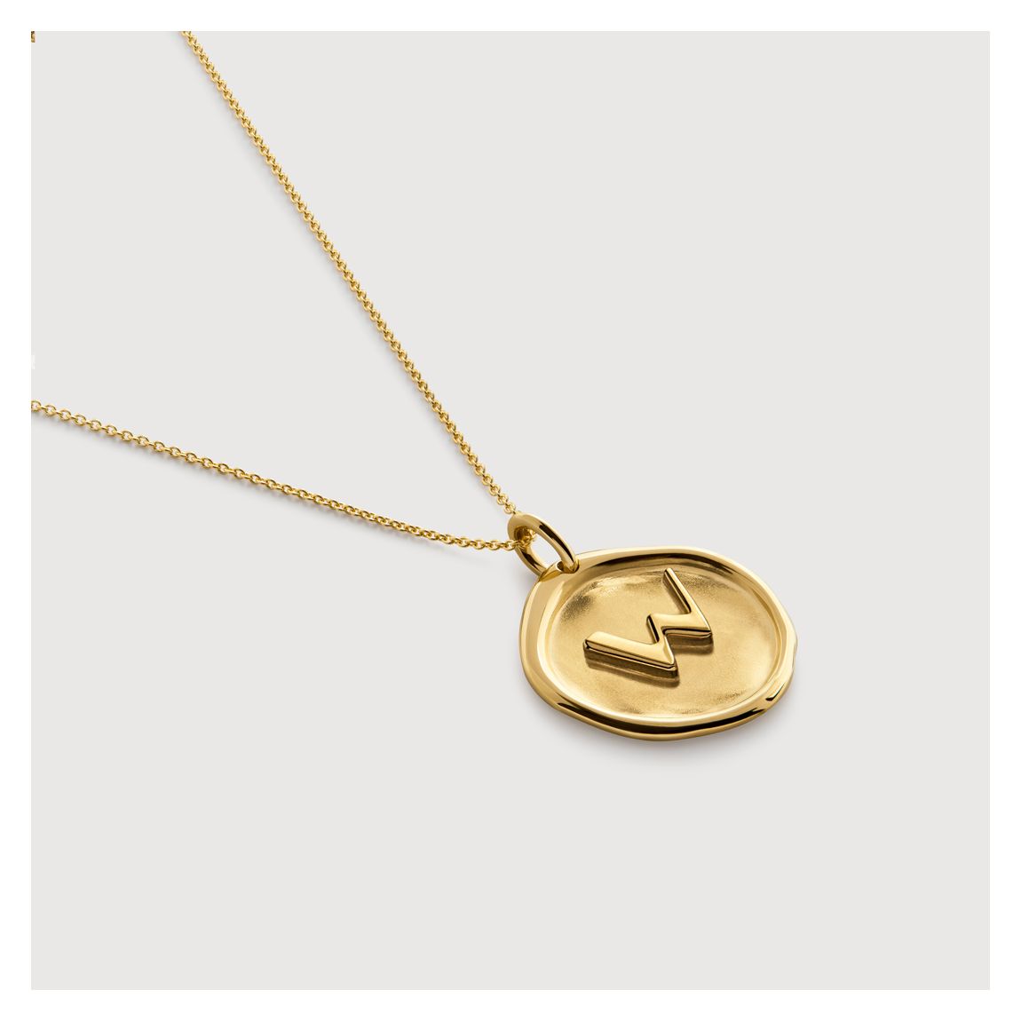 Gold Vermeil Initial W Stamp Chain Necklace - Gold main product photo