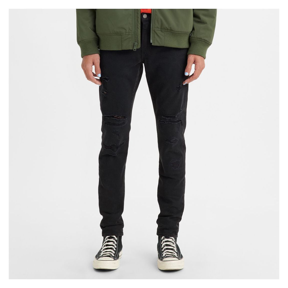 Black Tapered Skinny Stretch Jeans main product photo