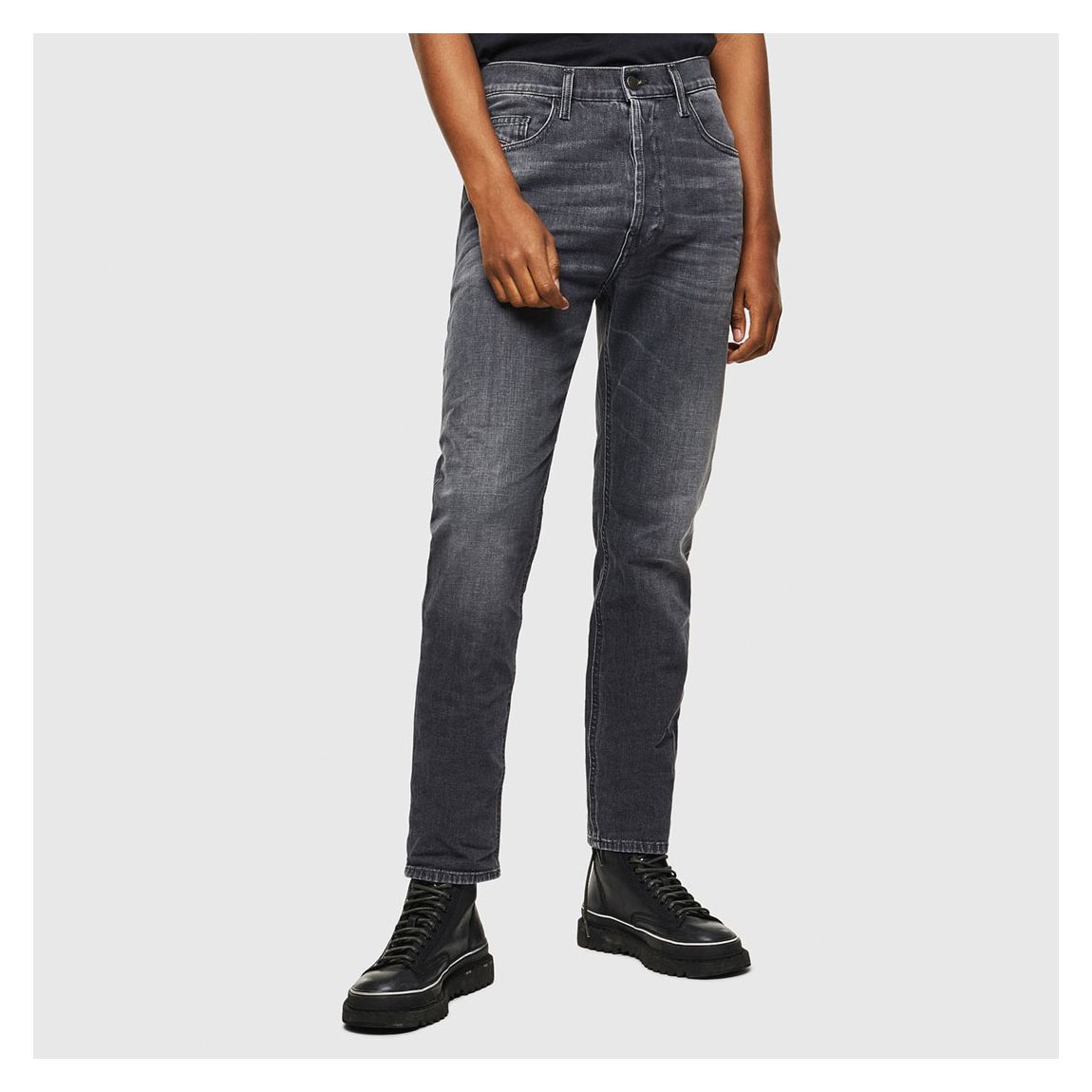 Washed Black Eetar Tapered Stretch Jeans main product photo
