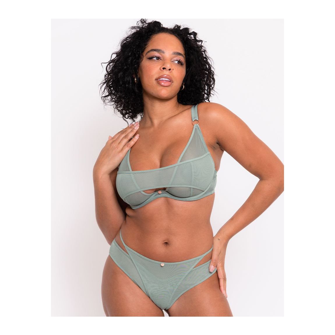 Scantilly Peep Show Deep Plunge Bra Sage Green main product photo