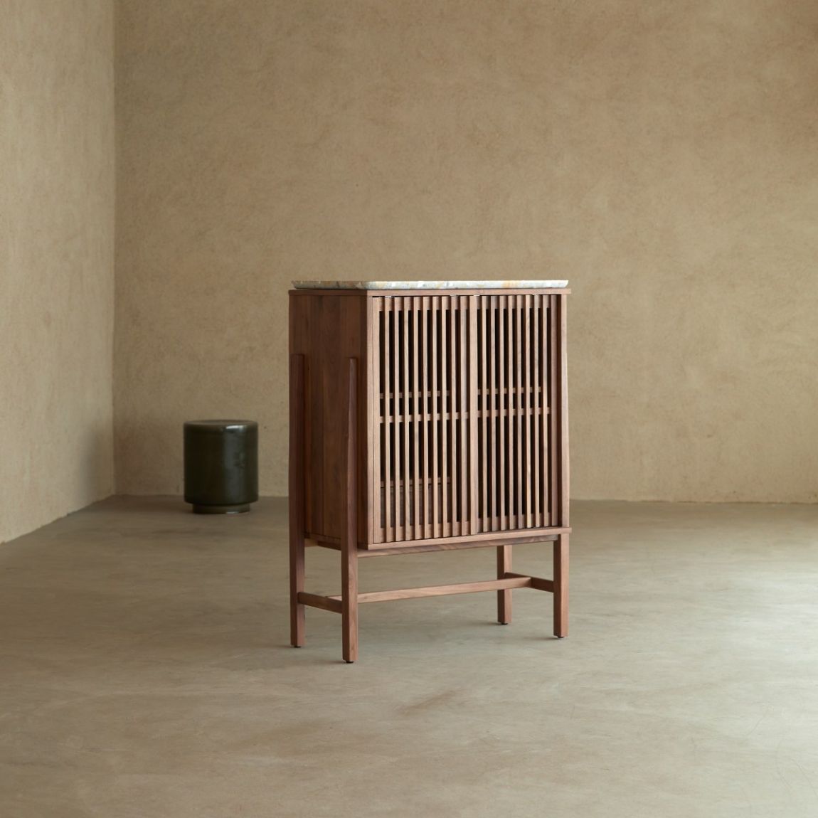 Isaure - Solid walnut and premium terrazzo sideboard 80 cm main product photo