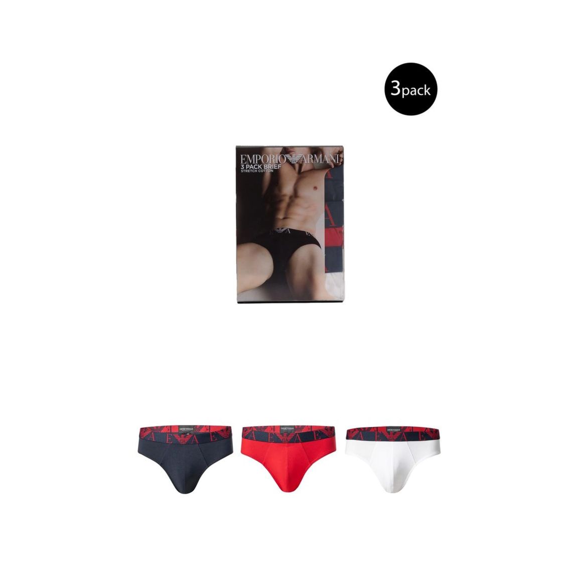 3Pack Briefs Stretch Cotton - Red Underwear main product photo