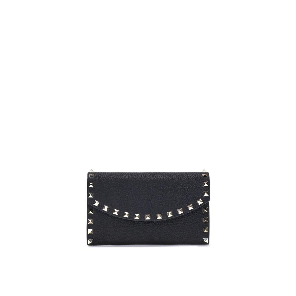 Grained Leather Wallet with Removable Chain and Rockstud Detailing main product photo
