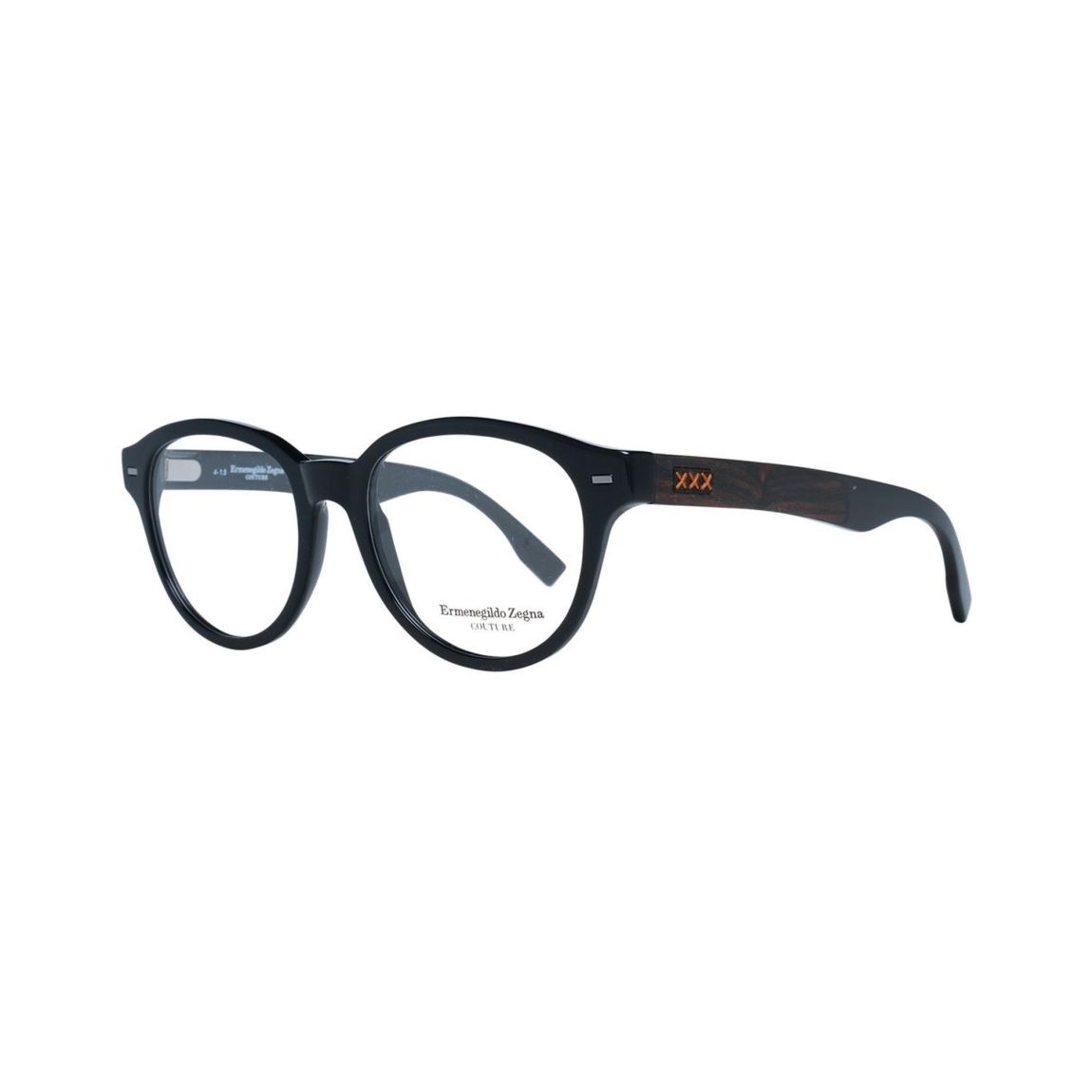 Round Acetate Wood Eyeglasses - Black Frames For main product photo