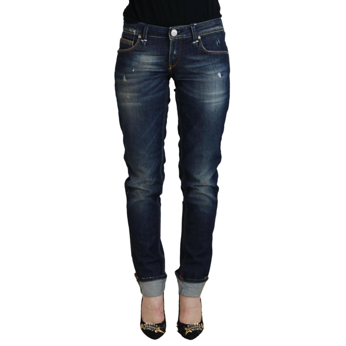 Skinny Jeans Distressed Detail Wo - Blue Jeans main product photo