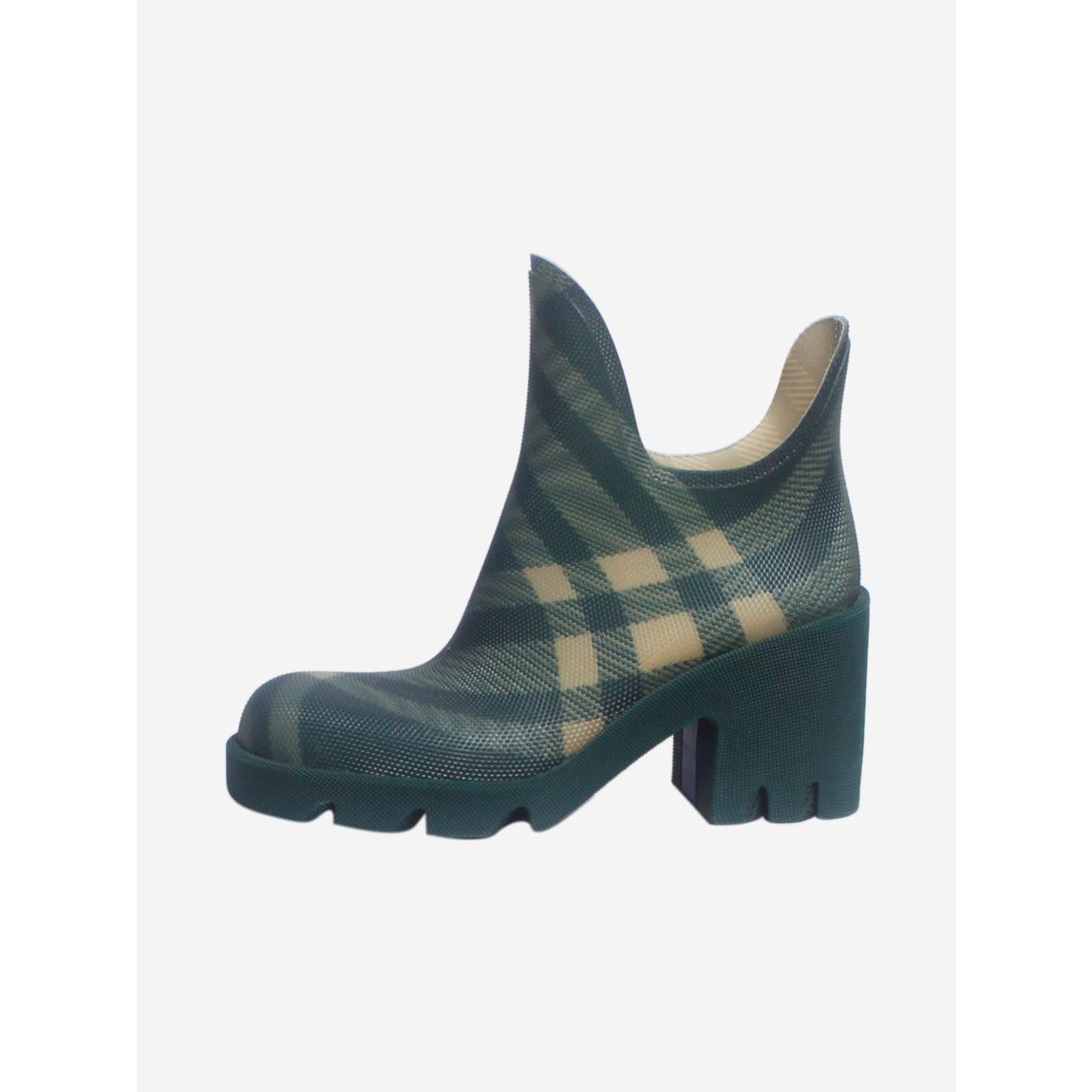 Green check rubber boots main product photo