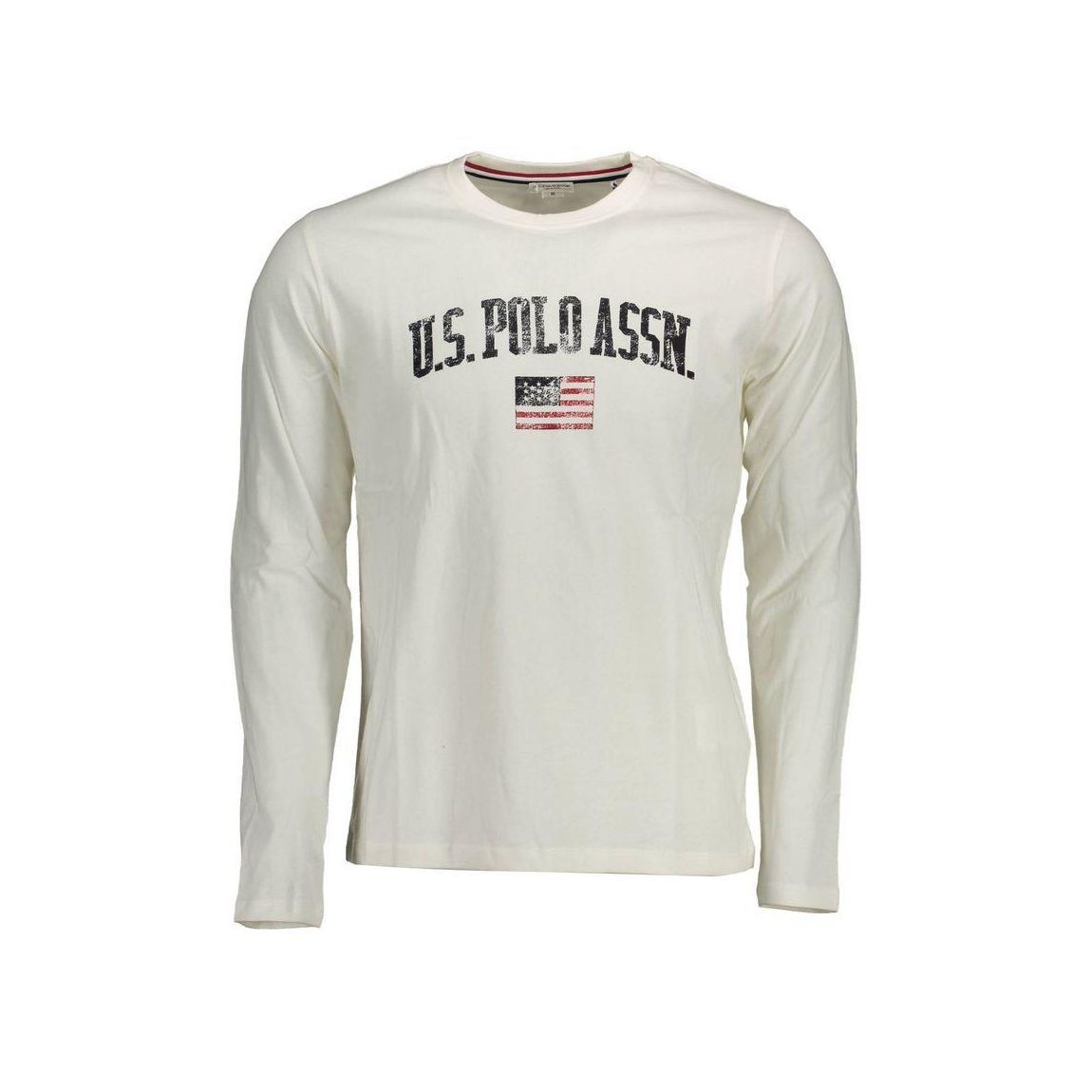Long Sleeve Crew Tee American Flag - White T-Shirts main product photo