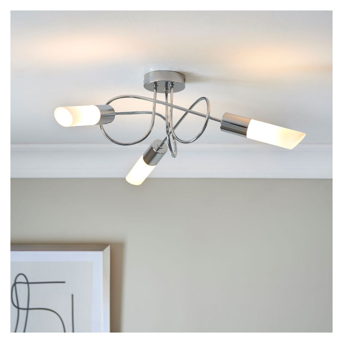 Patras Chrome 3 Light Semi Flush Ceiling Light main product photo
