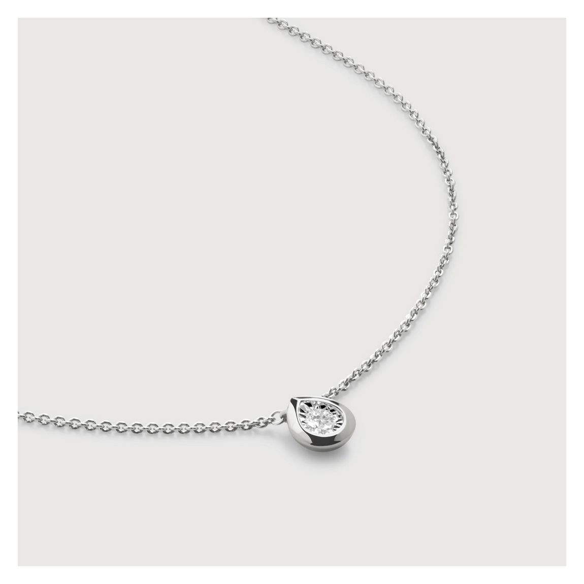 Sterling Silver Pear Diamond Chain Necklace - Lab Grown Diamond main product photo