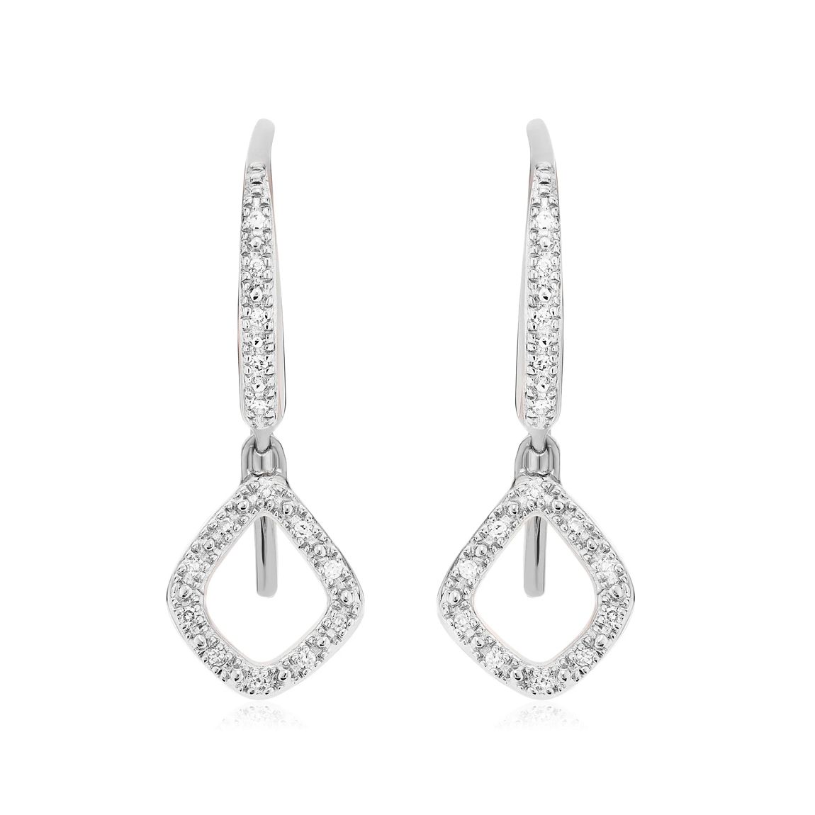 Sterling Silver Riva Mini Kite Drop Diamond Earrings - Diamond main product photo