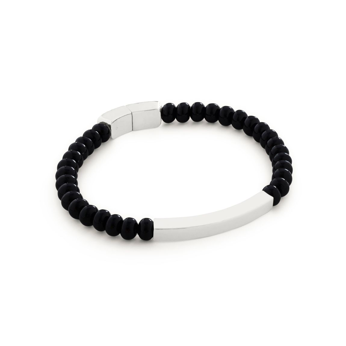 Sterling Silver Linear Gemstone Beaded Bracelet - Black Onyx main product photo