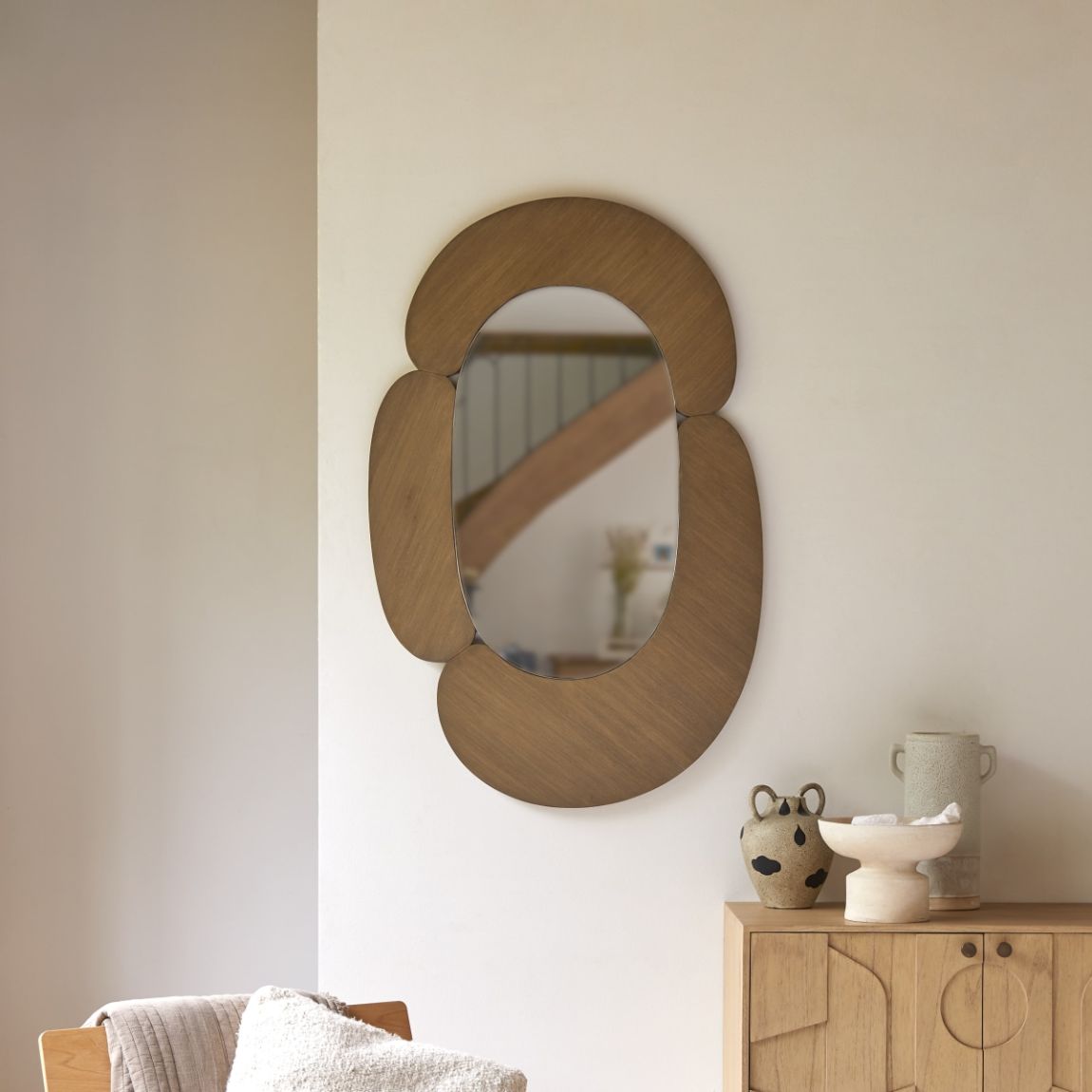 Eda - Oval mirror in light mindi wood 75x115 cm main product photo