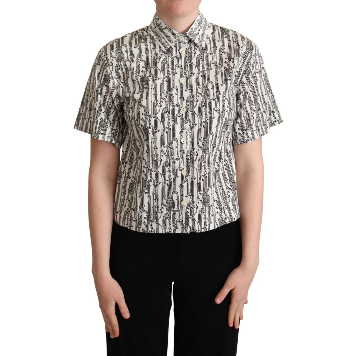 Dolce Gabbana Printed Cotton Shirt Short Sleeves Wo - Blackwhite main product photo