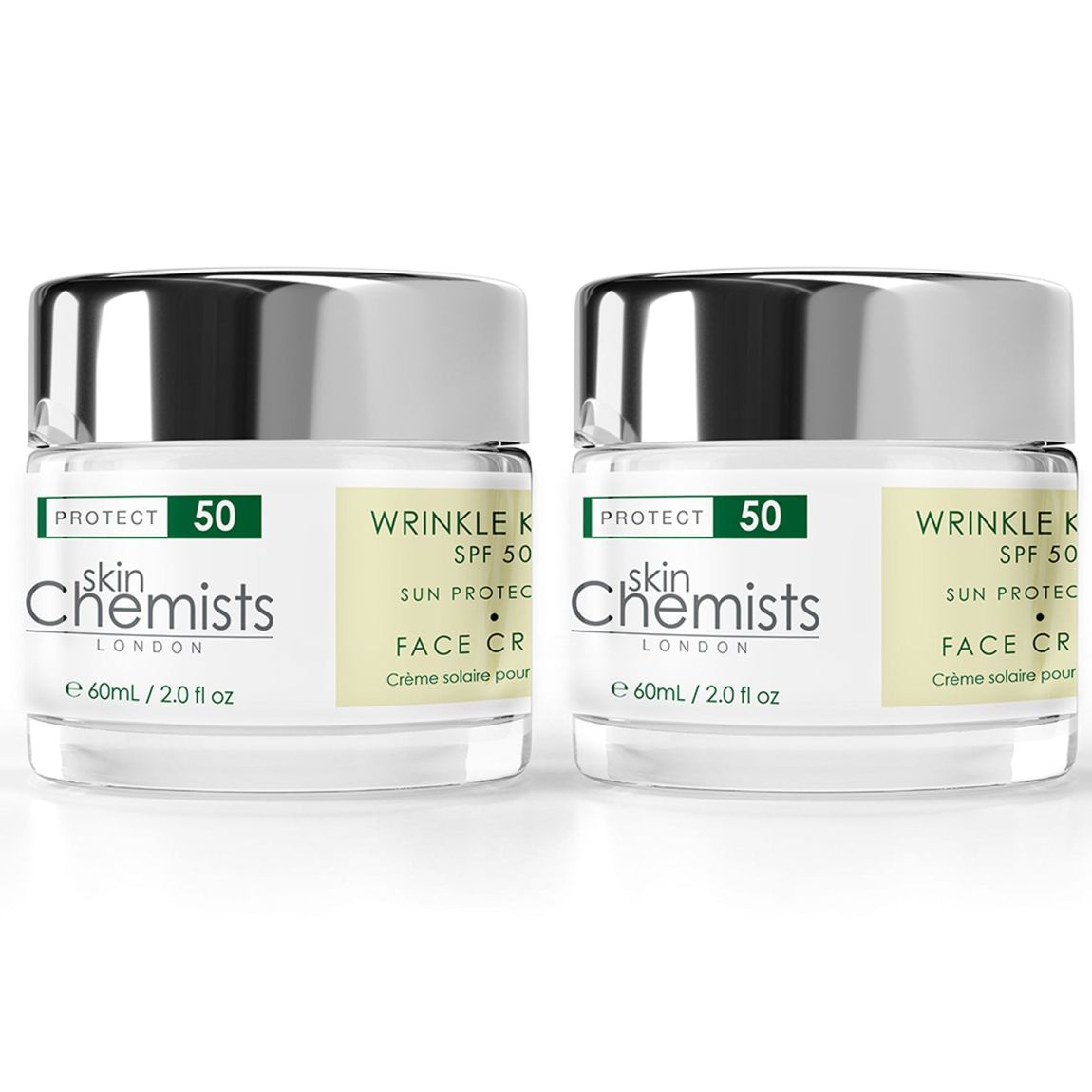 skinChemists Wrinkle Killer Sun Protection Day Moisturiser SPF 50 60ml x 2 Duo Pack main product photo