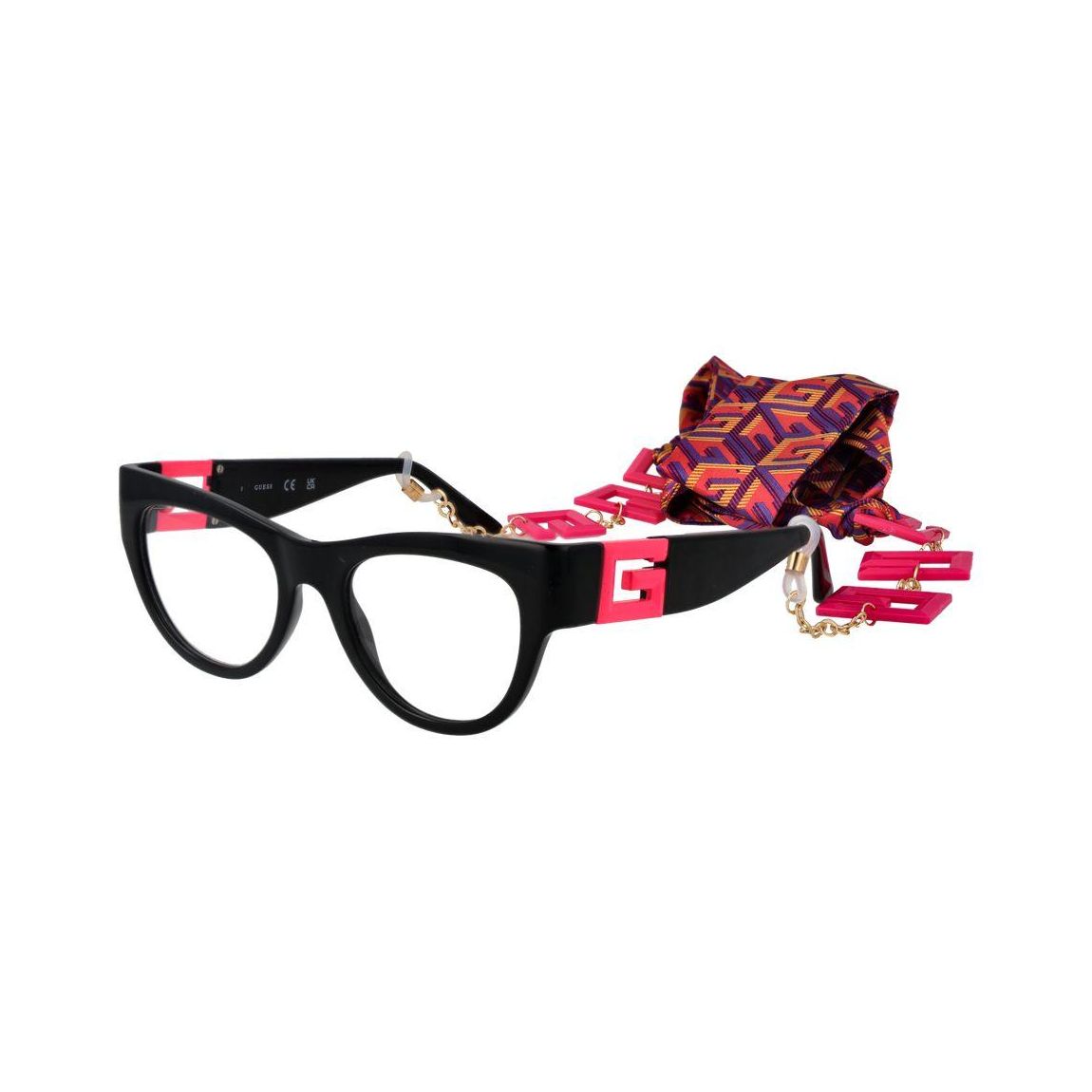 Cat Eye Full-Rim Optical Frames with Eyewear Chain Wo - Black main product photo