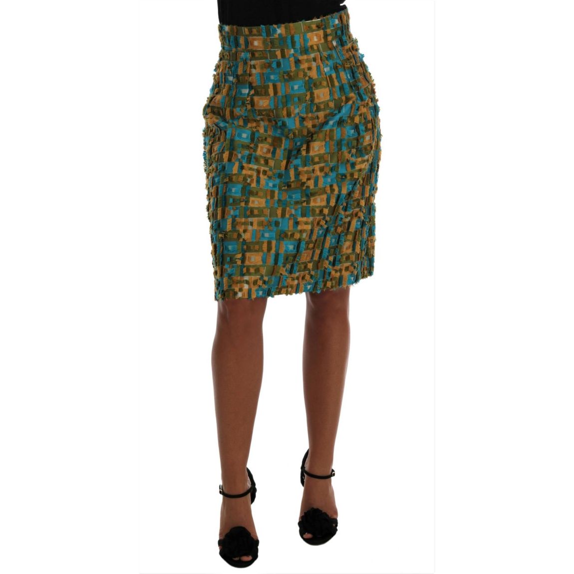 Textured Pencil Skirt Geometric Pattern Wo - Multicolor main product photo