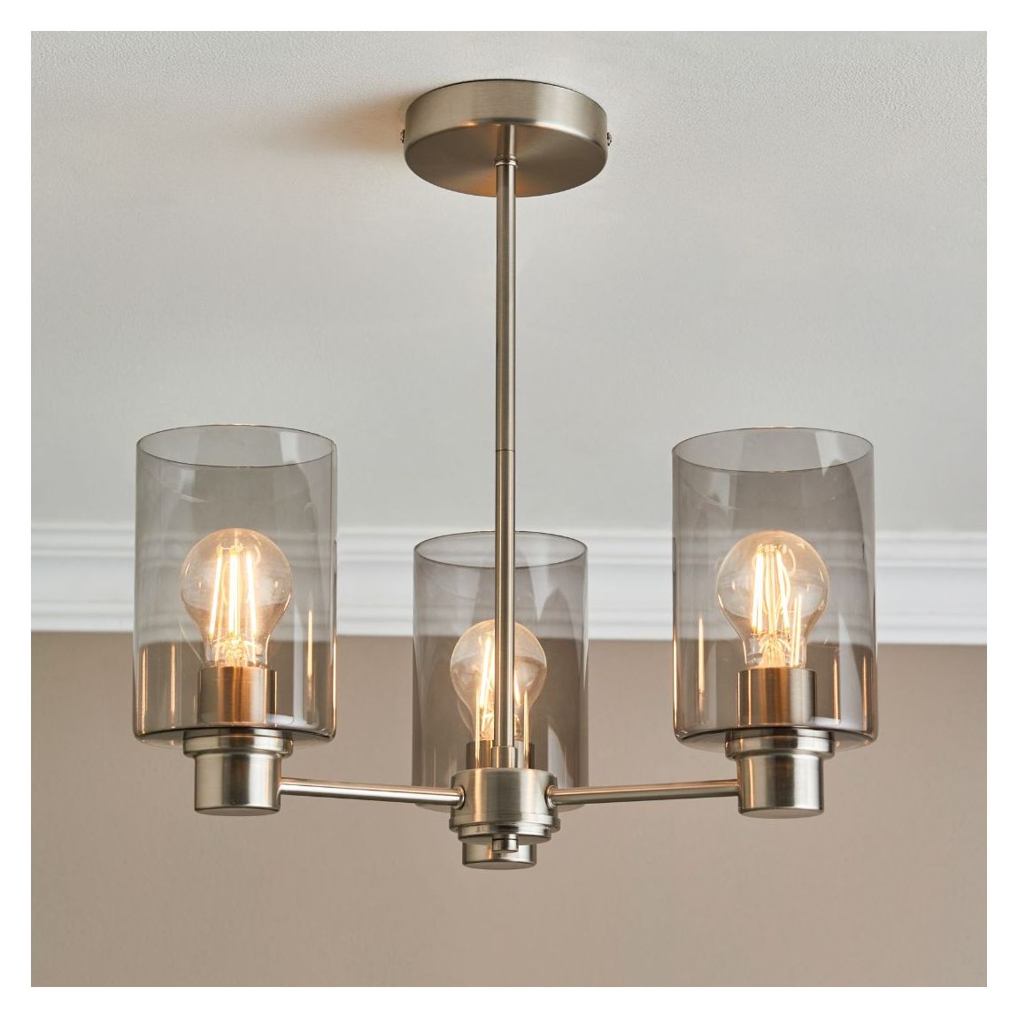 Kingsholm 3 Light Satin Nickel Semi Flush Ceiling Light main product photo