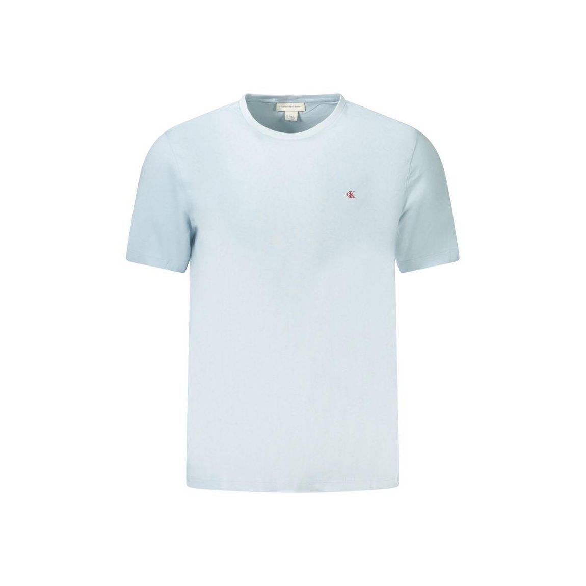 Short Sleeve Cotton T-Shirt with Crew Neck and Embroidery - Blue main product photo