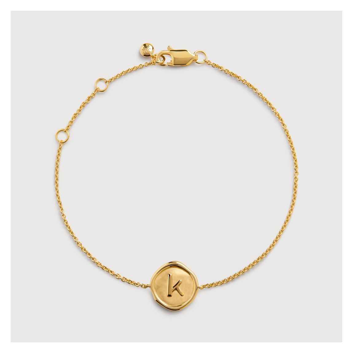 Gold Vermeil Initial K Stamp Chain Bracelet - Gold main product photo
