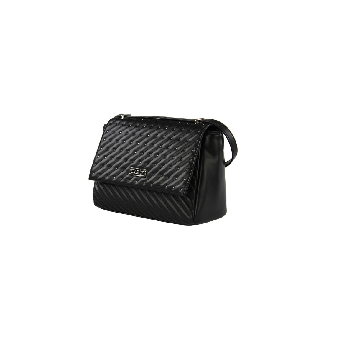 Quilted Crossbody Bag Studded Style Wo - Black main product photo