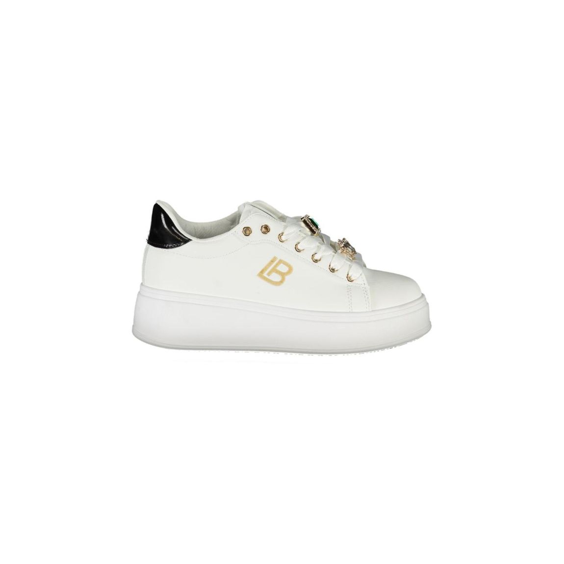 Platform Sneakers Jeweled Accents Wo - White main product photo