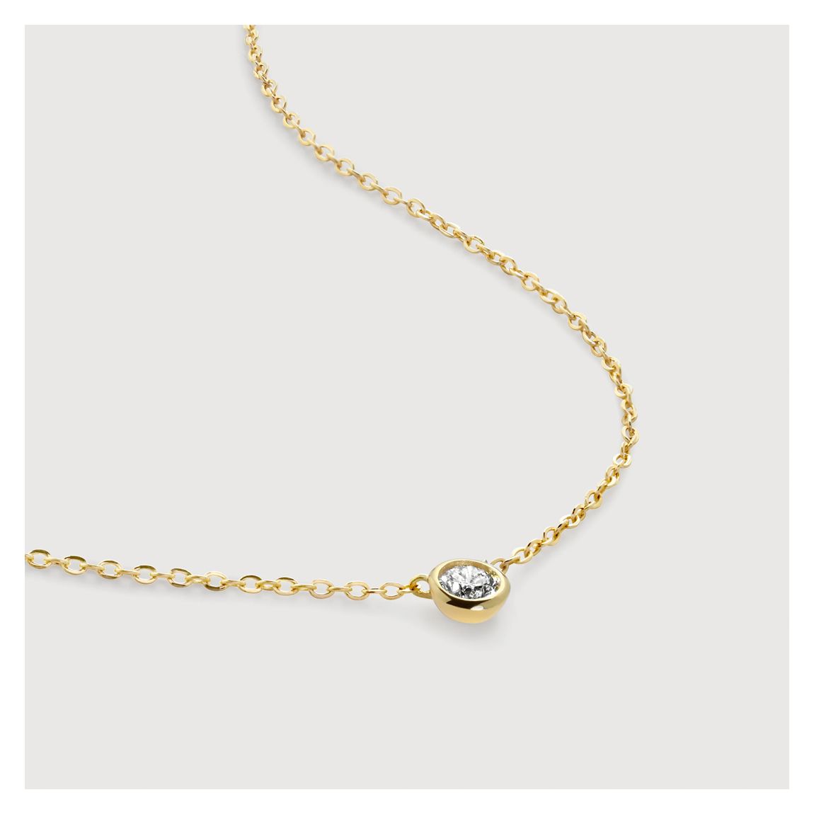 Gold Solitaire Diamond Mini Chain Necklace - Lab Grown Diamond main product photo