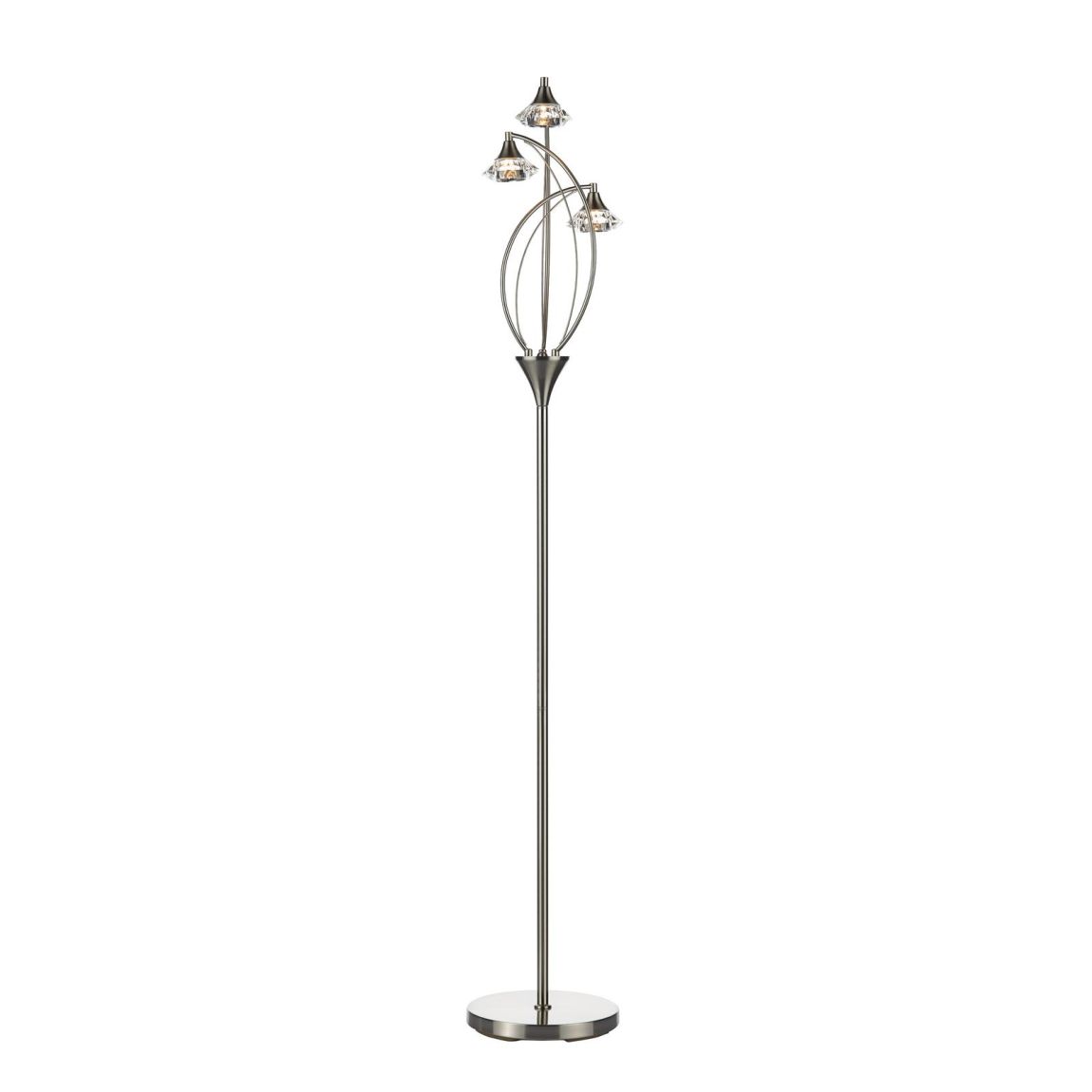 Luther 3 Light Floor Lamp Satin Chrome Crystal main product photo
