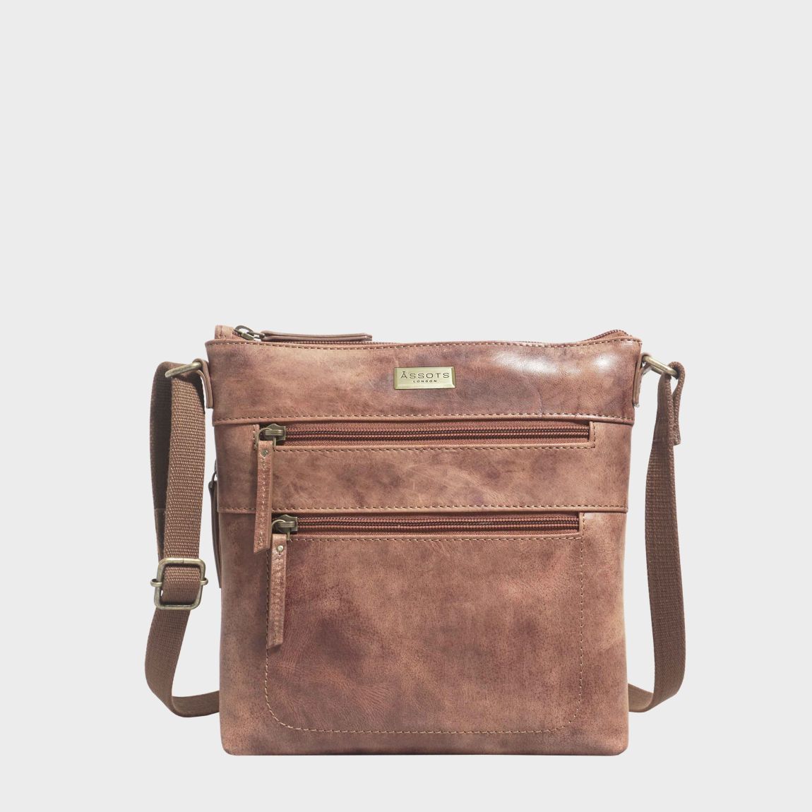 'CORI' Distressed Vintage Real Leather Crossbody Bag main product photo
