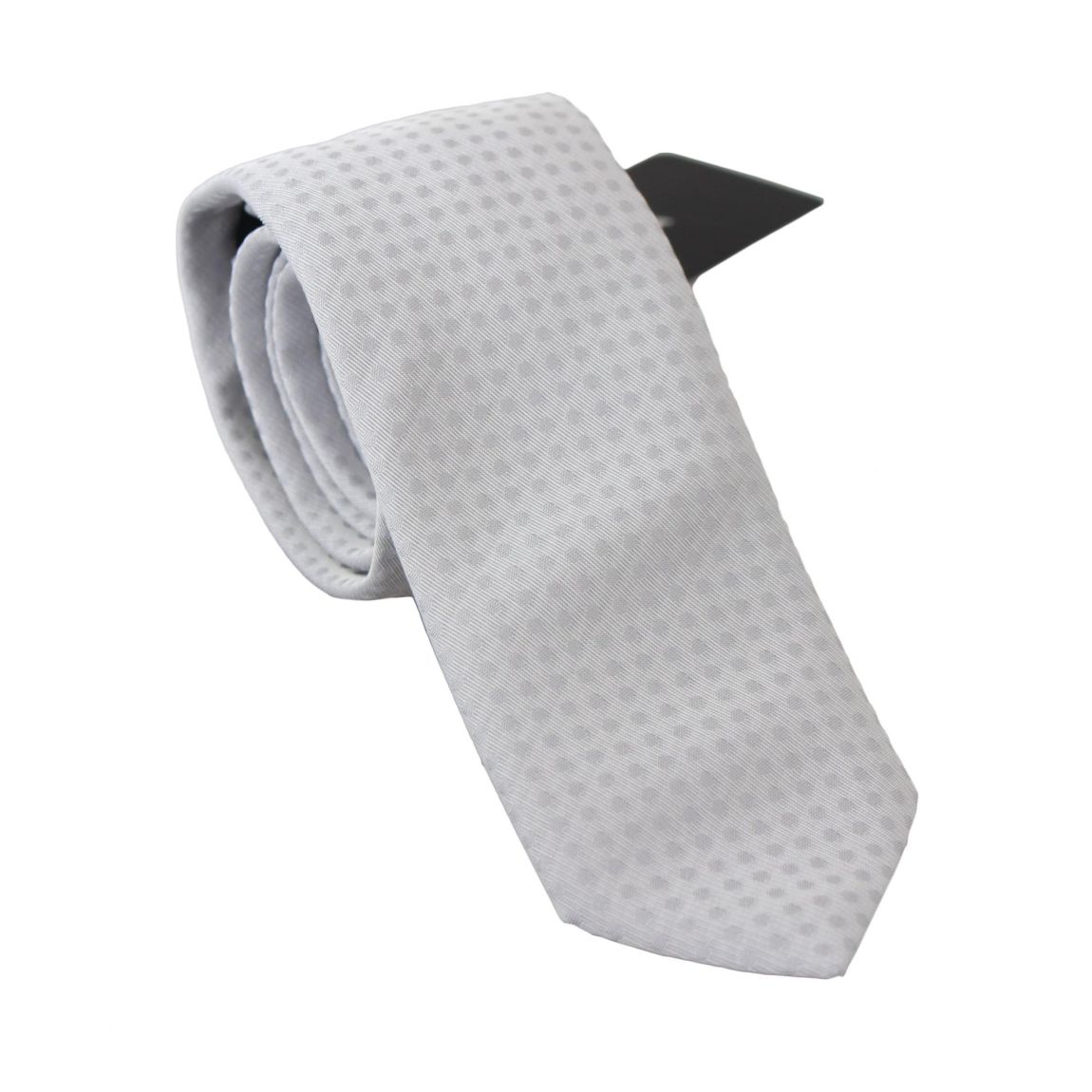 Grey Polka Dot Silk Tie - White Ties main product photo