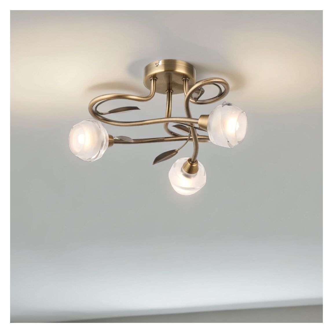 Maywood 3 Light Semi Flush Ceiling Light Antique Brass main product photo