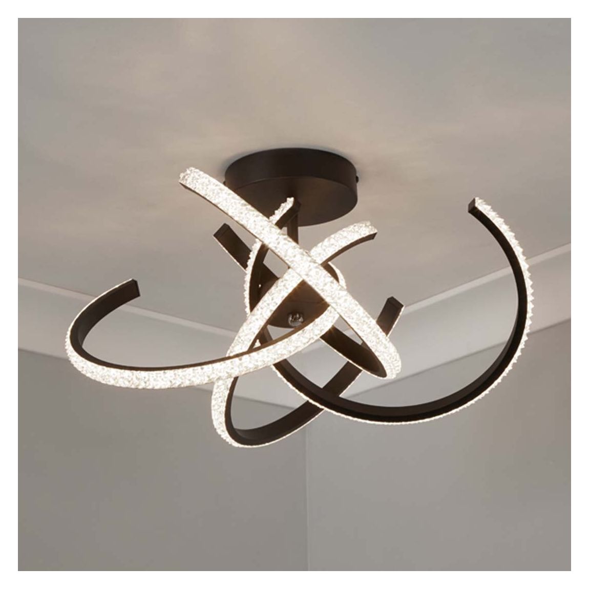 Wills Black LED Semi-Flush Ceiling Light main product photo
