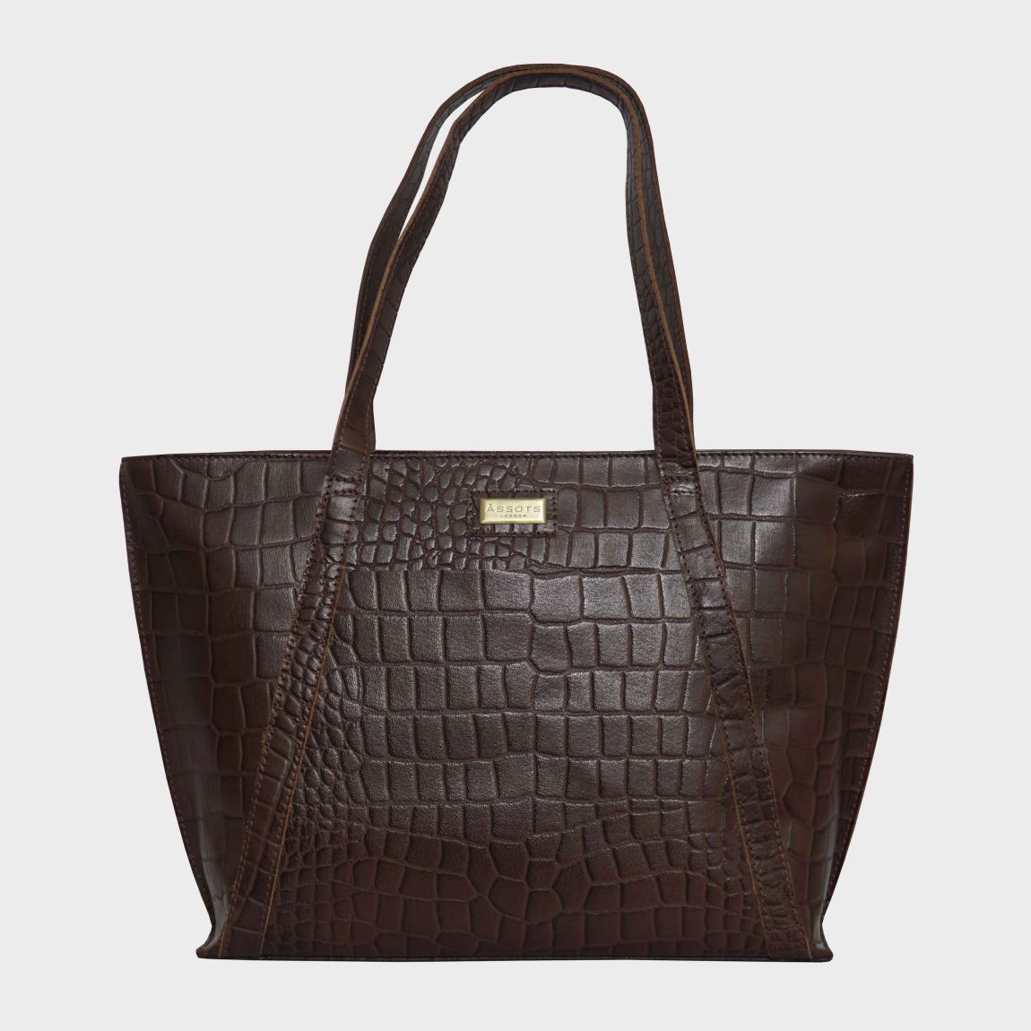 AGNES' Croc Embossed Real Leather Designer Tote Bag main product photo