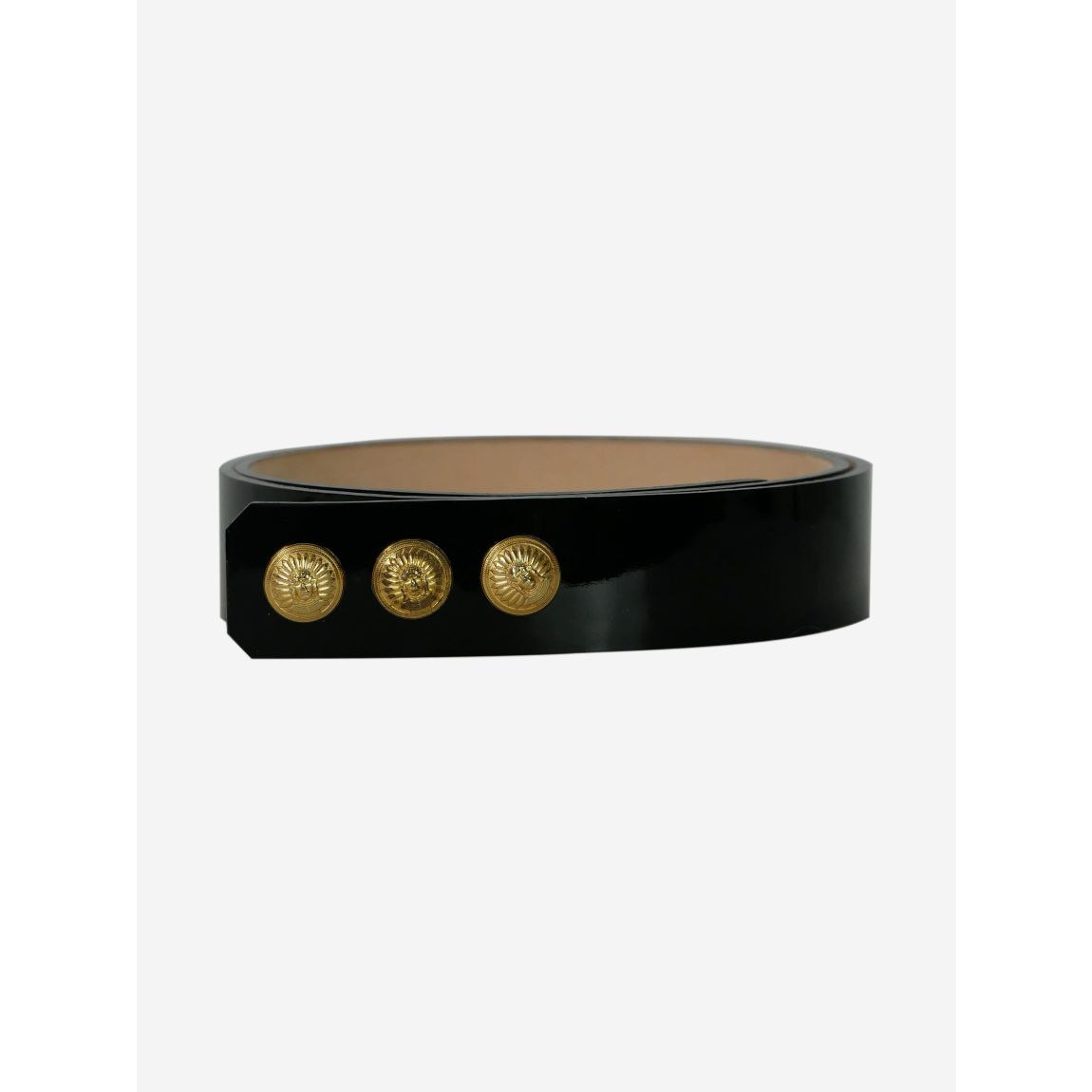Black patent leather coin belt main product photo