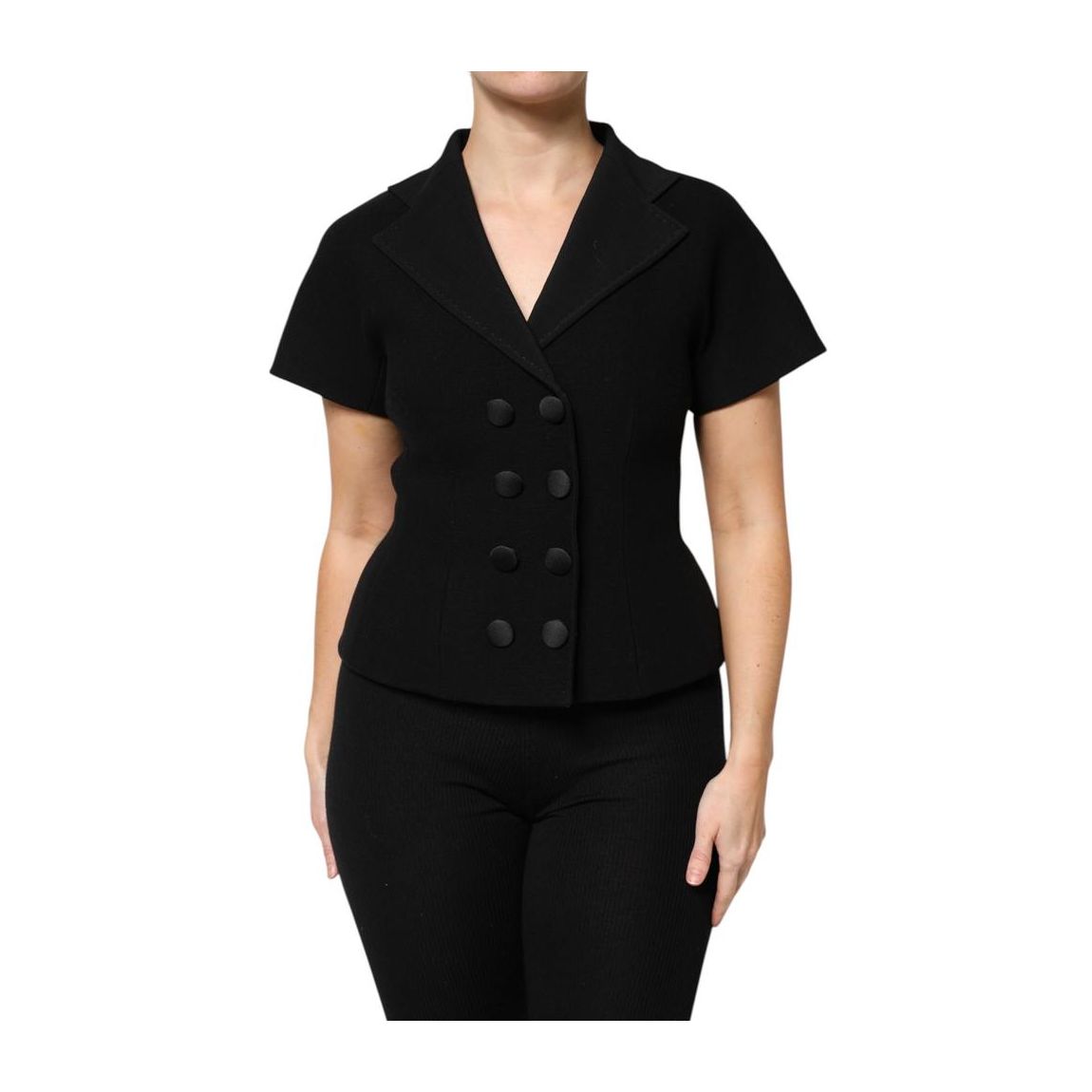 Short Sleeve DoubleBreasted Blazer Wo - Black Jackets main product photo