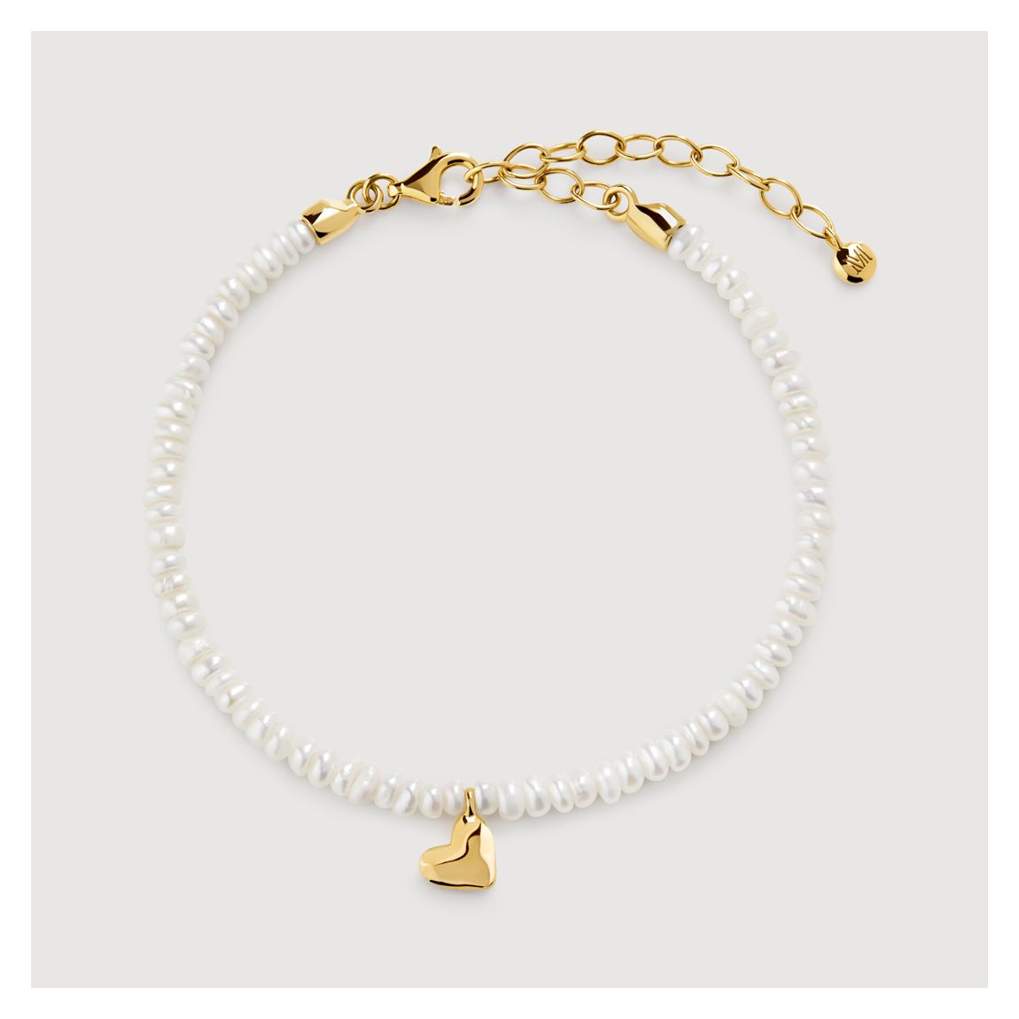 Gold Vermeil Heart Mini Pearl Bracelet - Pearl main product photo