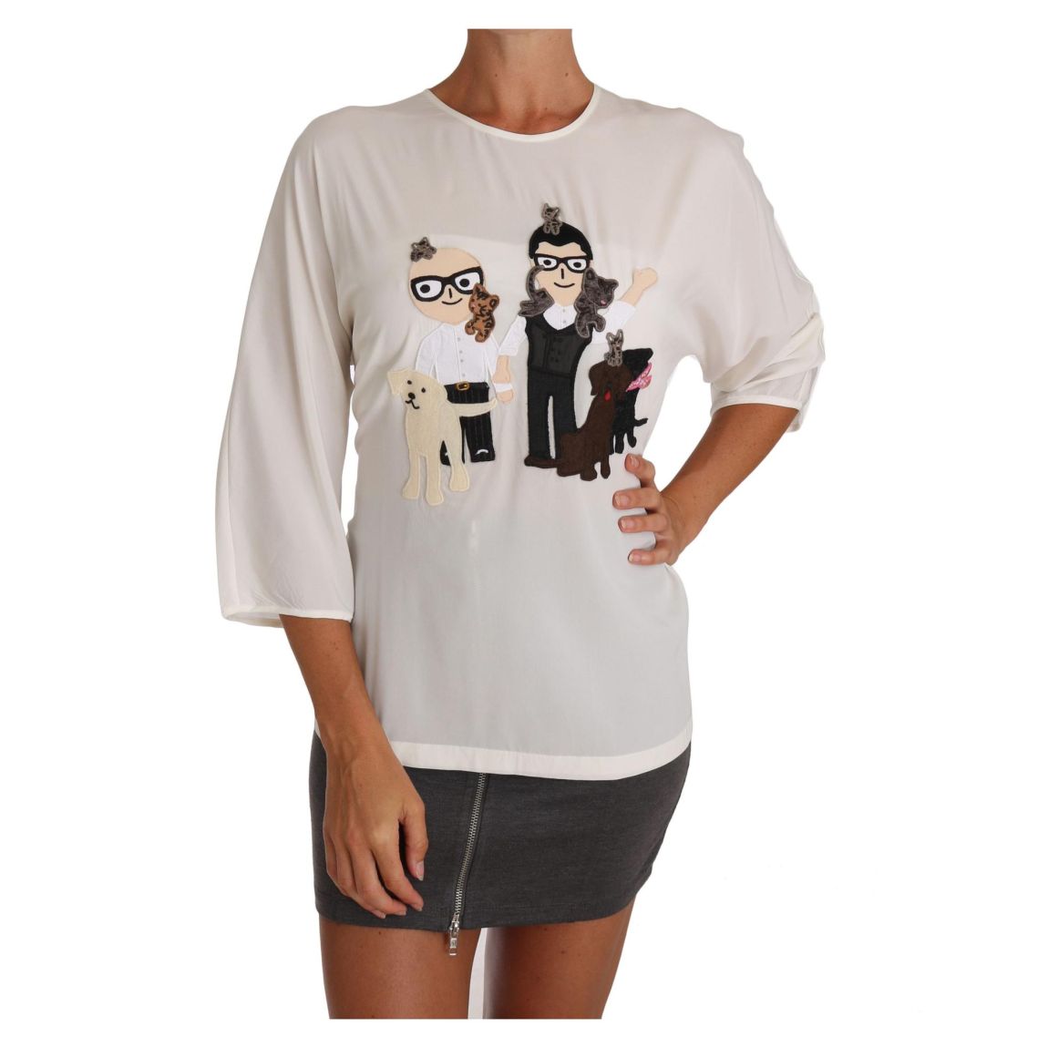 Silk Blouse Applique Wo - White T-Shirts main product photo