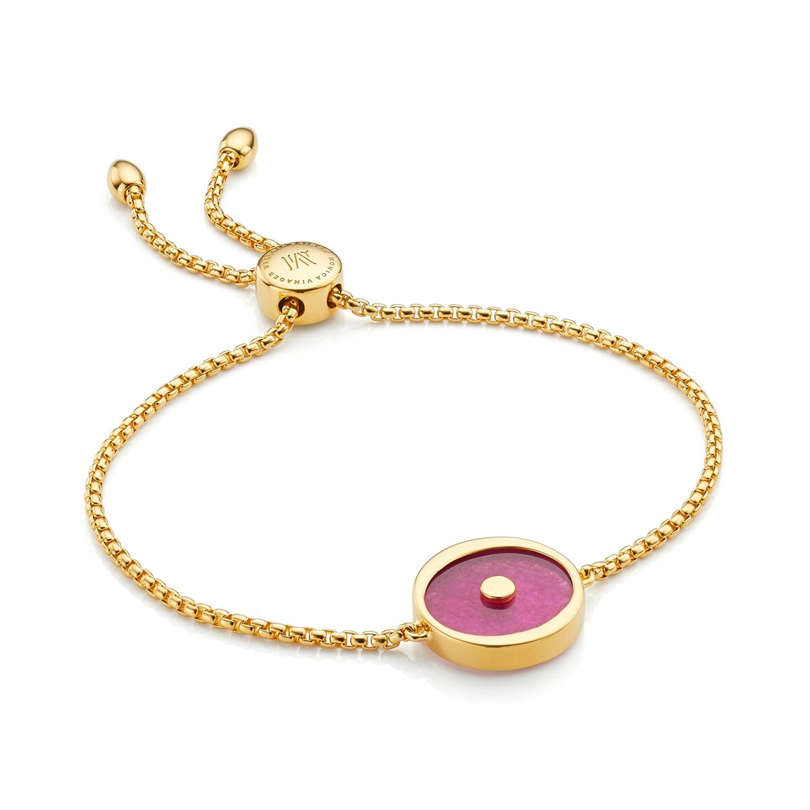 Gold Vermeil Atlantis Evil Eye Friendship Chain Bracelet - Pink Quartz main product photo